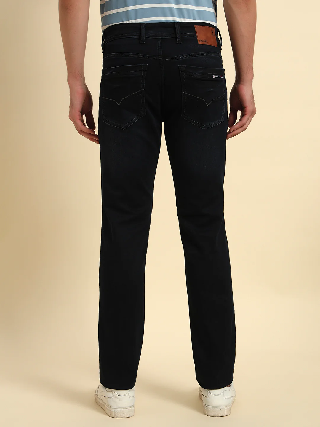 Denim Jeans for Men l Breathable & Soft with Color Fastness Ultra Narrow Fit Cotton Fabric Solid Pattern Button Closure - Image 4
