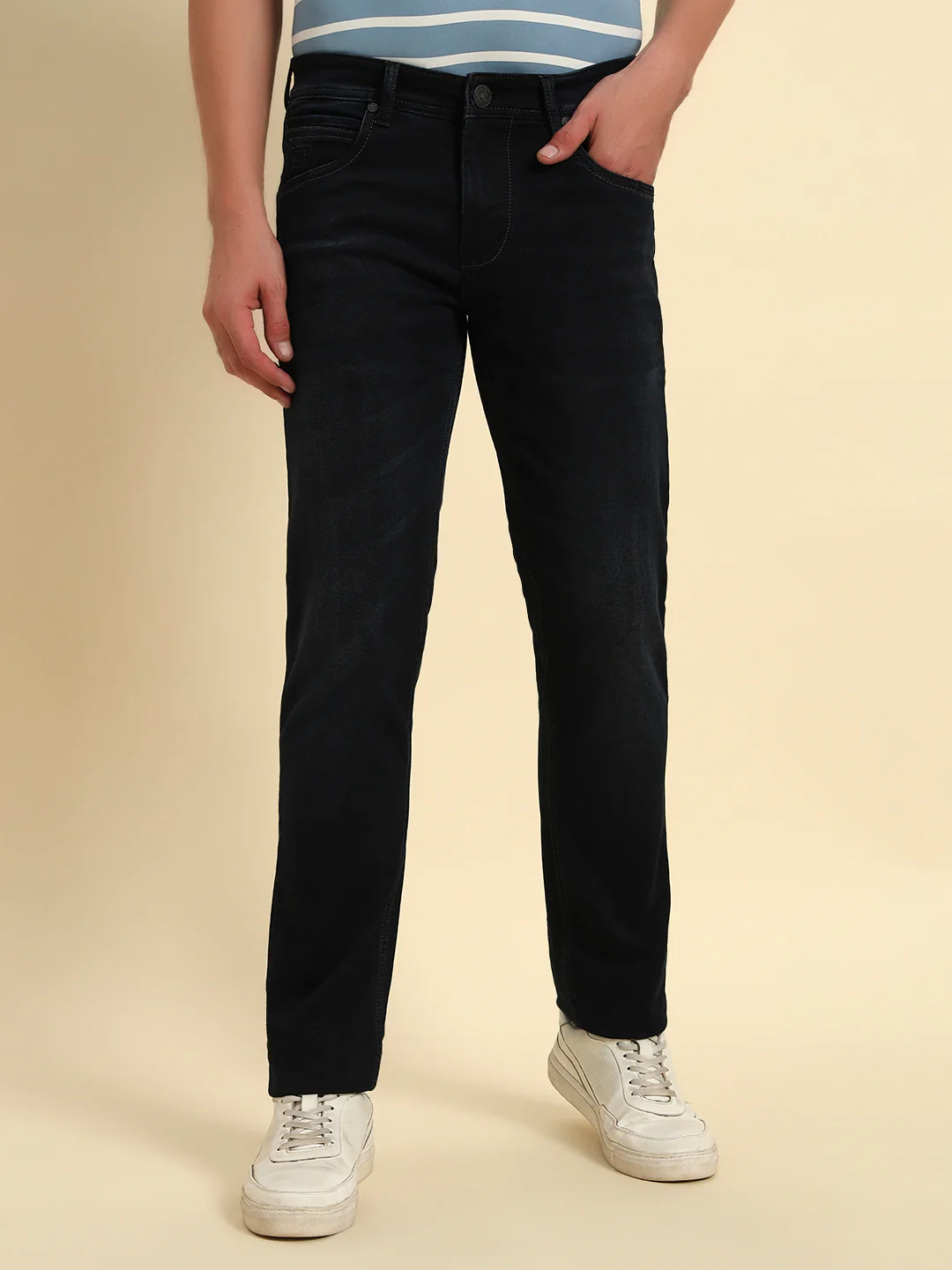 Denim Jeans for Men l Breathable & Soft with Color Fastness Ultra Narrow Fit Cotton Fabric Solid Pattern Button Closure - Image 6