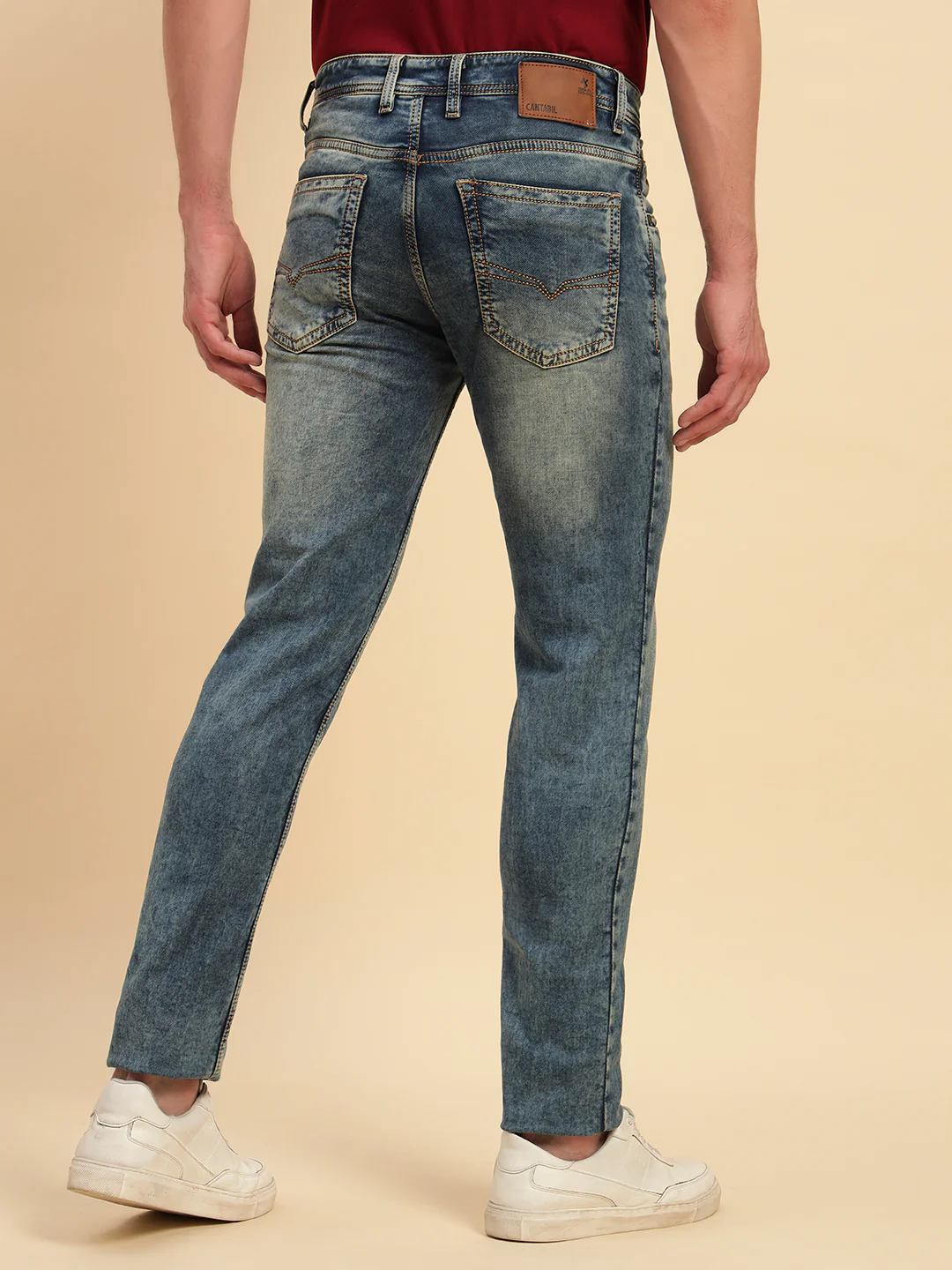 Denim Jeans for Men l Breathable & Soft with Color Fastness Ultra Narrow Fit Cotton Fabric Solid Pattern Button Closure - Image 9