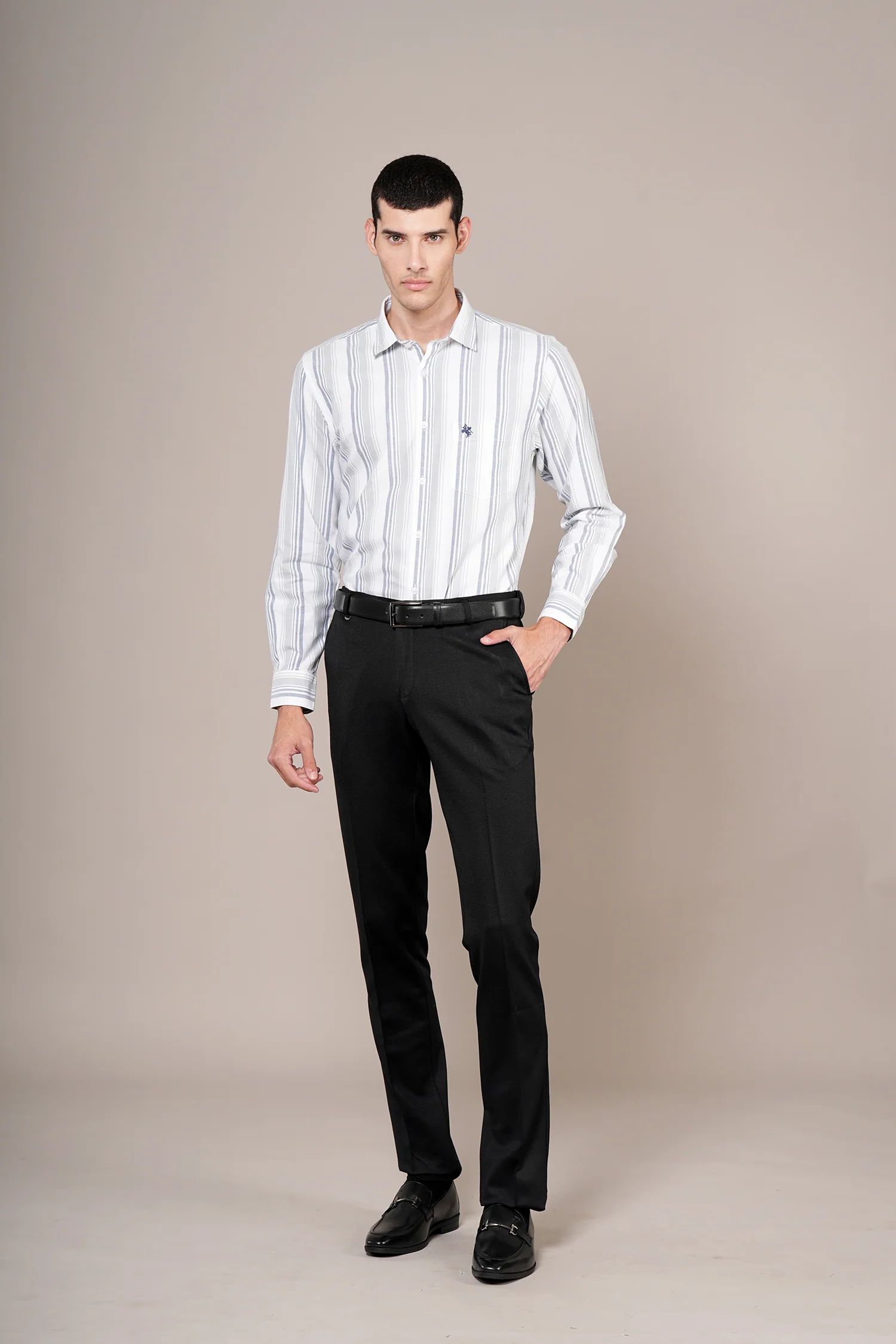 Casual Shirt for Men | Breathable & Soft with Color Fastness Regular Fit Spread Collar Neck Cotton Fabric Striped Pattern - Image 2