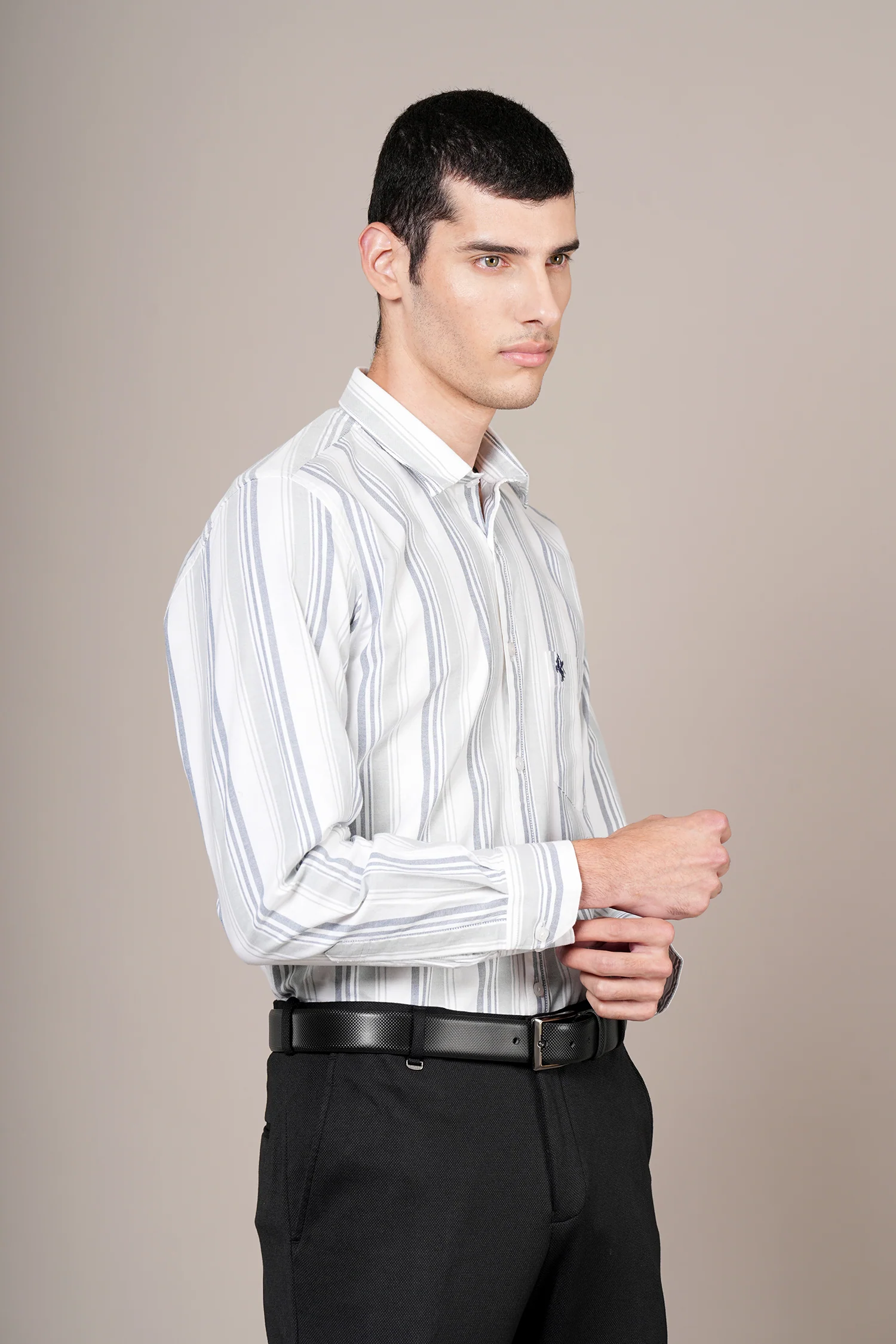 Casual Shirt for Men | Breathable & Soft with Color Fastness Regular Fit Spread Collar Neck Cotton Fabric Striped Pattern - Image 4