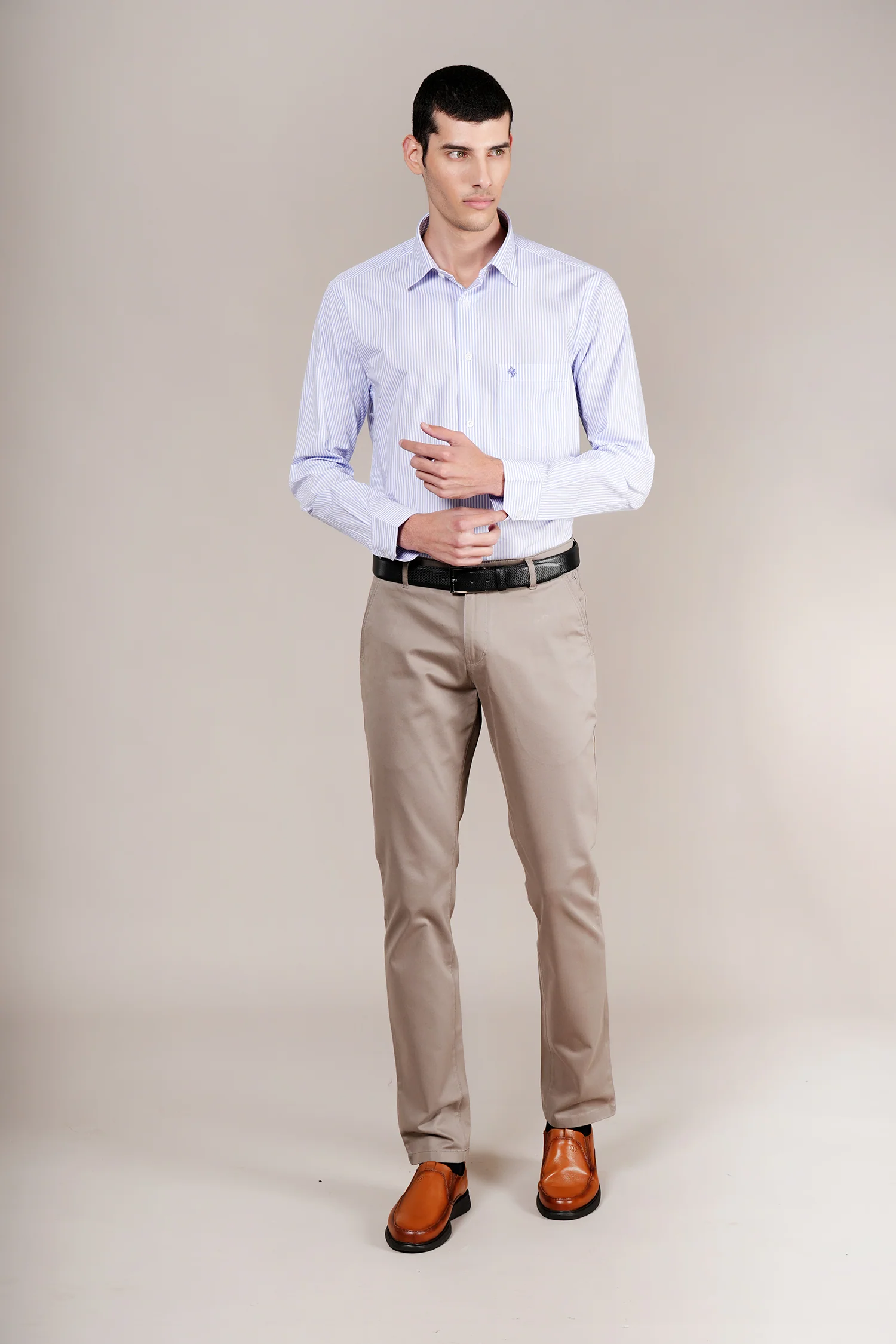 Formal Shirt for Men l Breathable & Soft with Color Fastness Regular Fit Spread Collar Neck Cotton Fabric Striped Pattern - Image 2