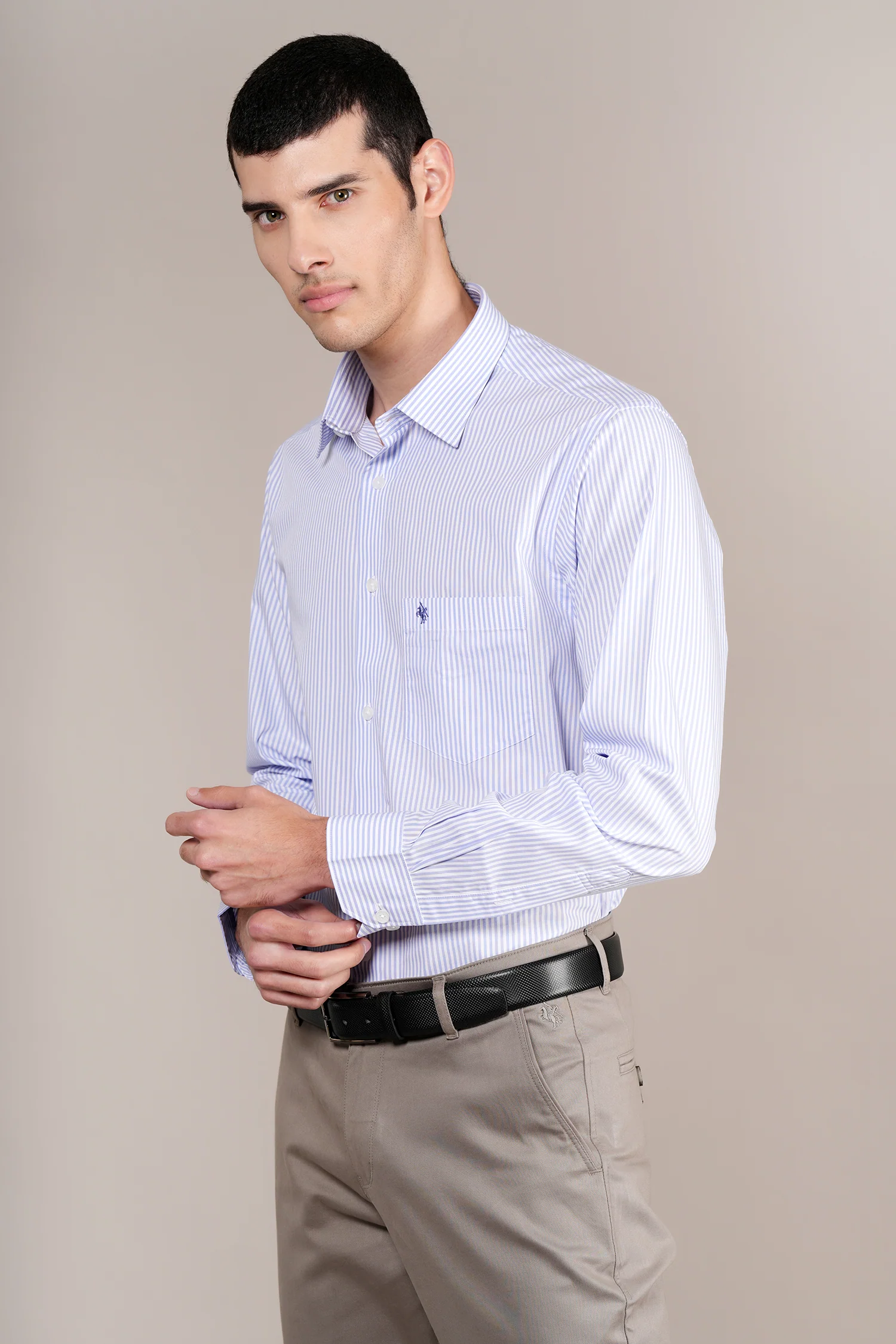 Formal Shirt for Men l Breathable & Soft with Color Fastness Regular Fit Spread Collar Neck Cotton Fabric Striped Pattern - Image 3