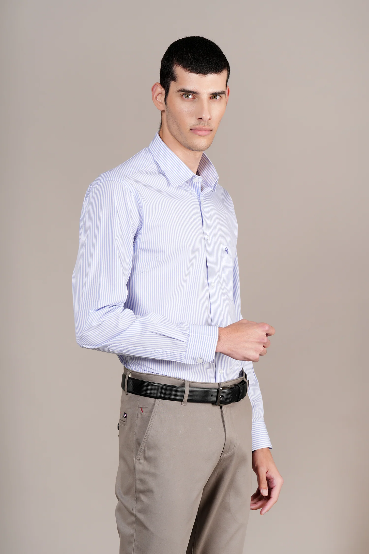Formal Shirt for Men l Breathable & Soft with Color Fastness Regular Fit Spread Collar Neck Cotton Fabric Striped Pattern - Image 4