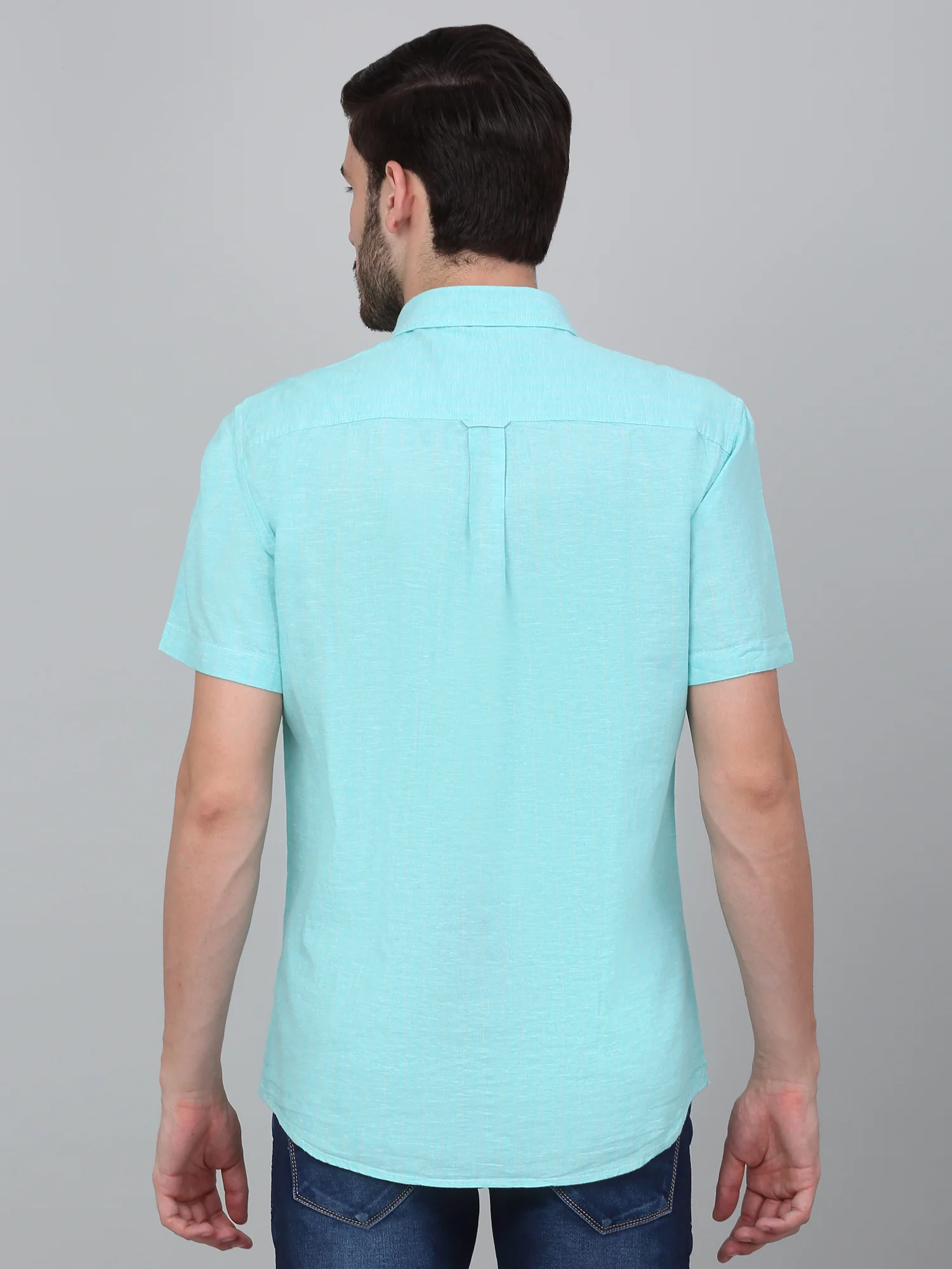 Casual Shirt for Men | Breathable & Soft with Color Fastness Regular Fit Spread Collar Neck Cotton Fabric Solid Pattern - Image 2