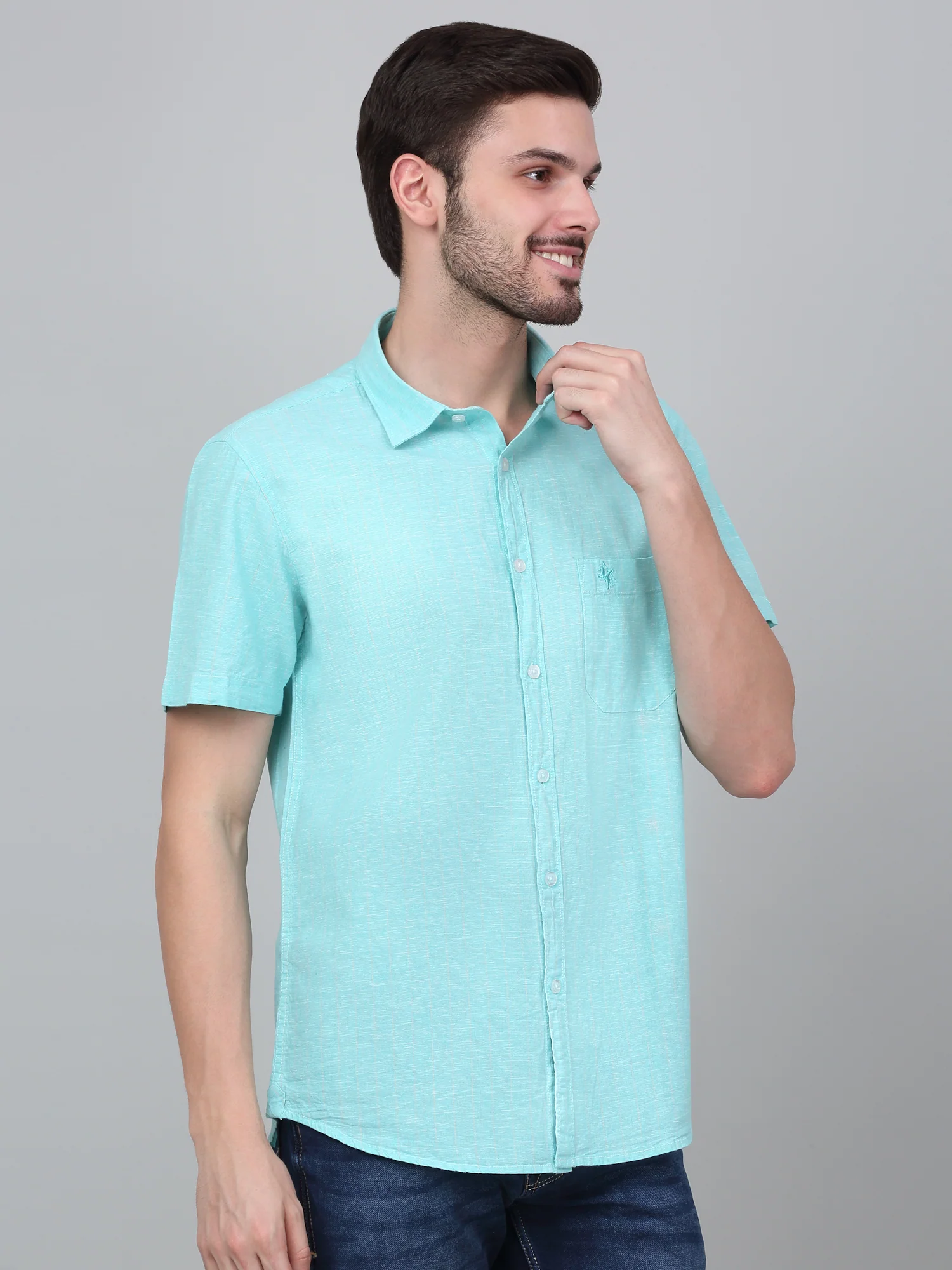 Casual Shirt for Men | Breathable & Soft with Color Fastness Regular Fit Spread Collar Neck Cotton Fabric Solid Pattern - Image 3