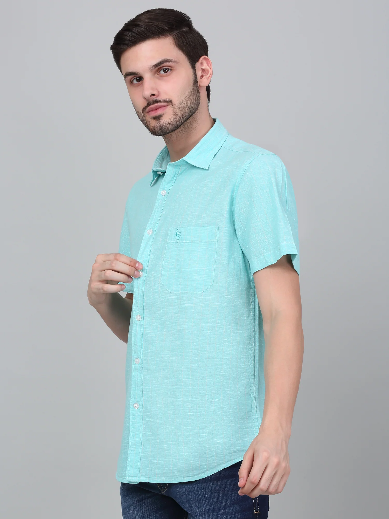 Casual Shirt for Men | Breathable & Soft with Color Fastness Regular Fit Spread Collar Neck Cotton Fabric Solid Pattern - Image 4