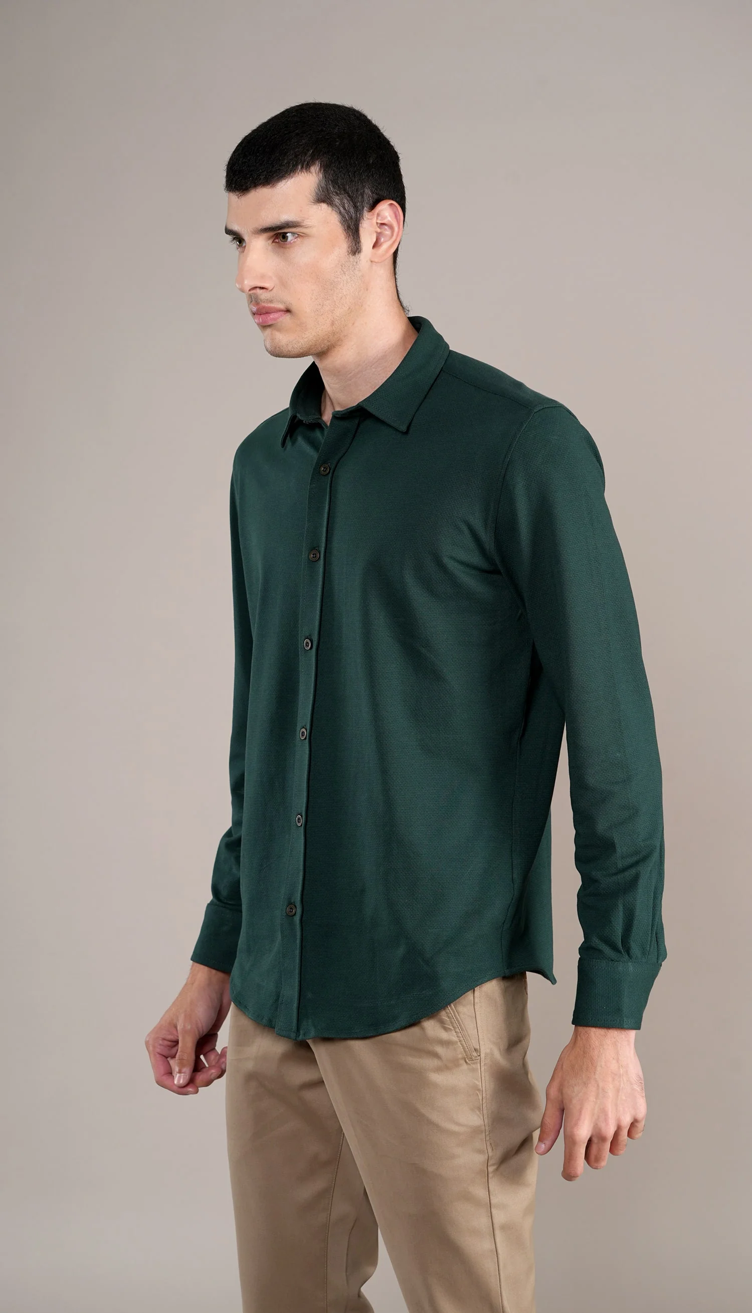 Casual Shirt for Men | Breathable & Soft with Color Fastness Regular Fit Spread Collar Neck Cotton Fabric Self Design Pattern - Image 3
