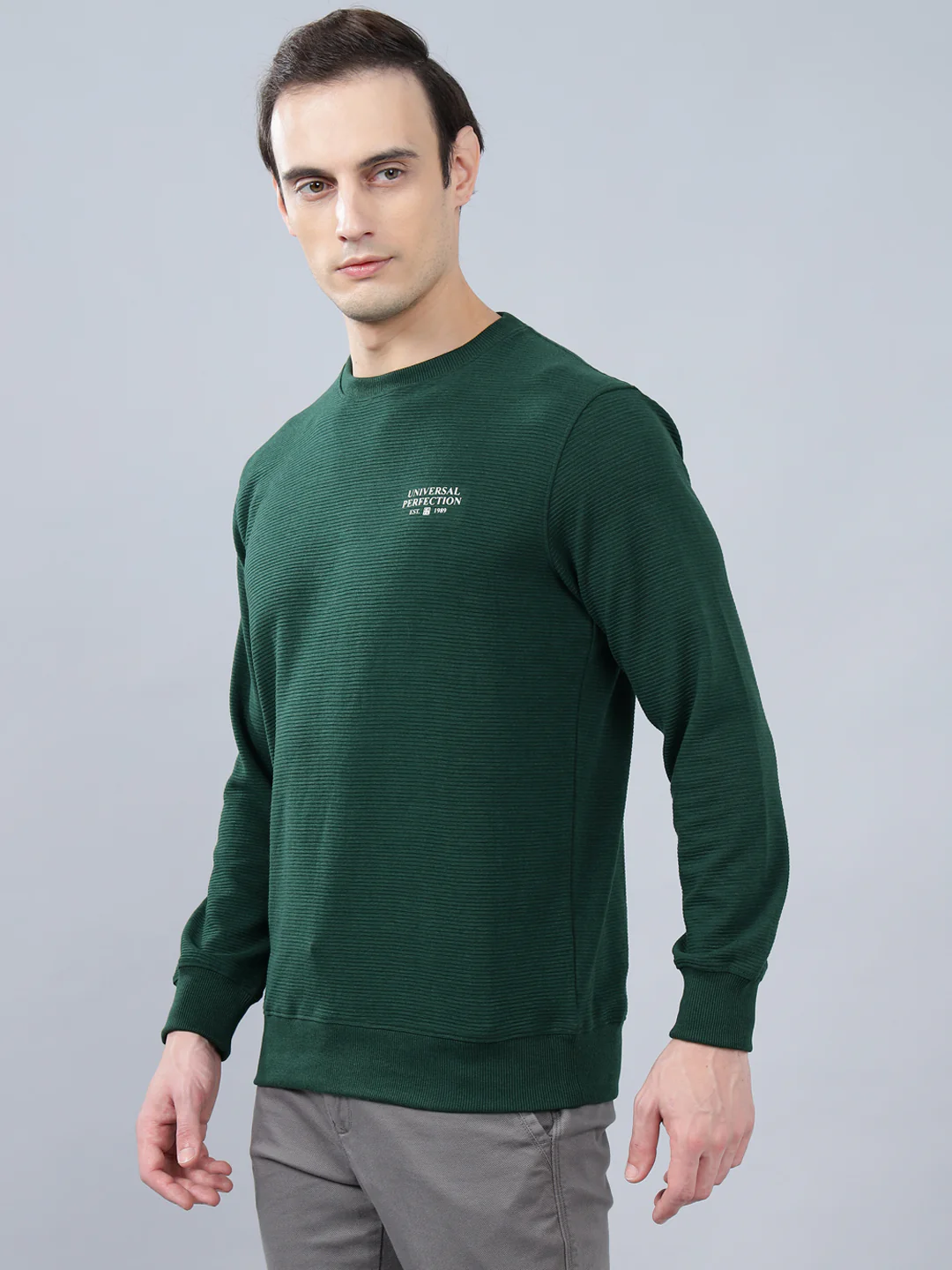 T-Shirt for Men | Breathable & Soft with Color Fastness Regular Fit Round Neck Poly Cotton Fabric Striped Pattern - Image 3