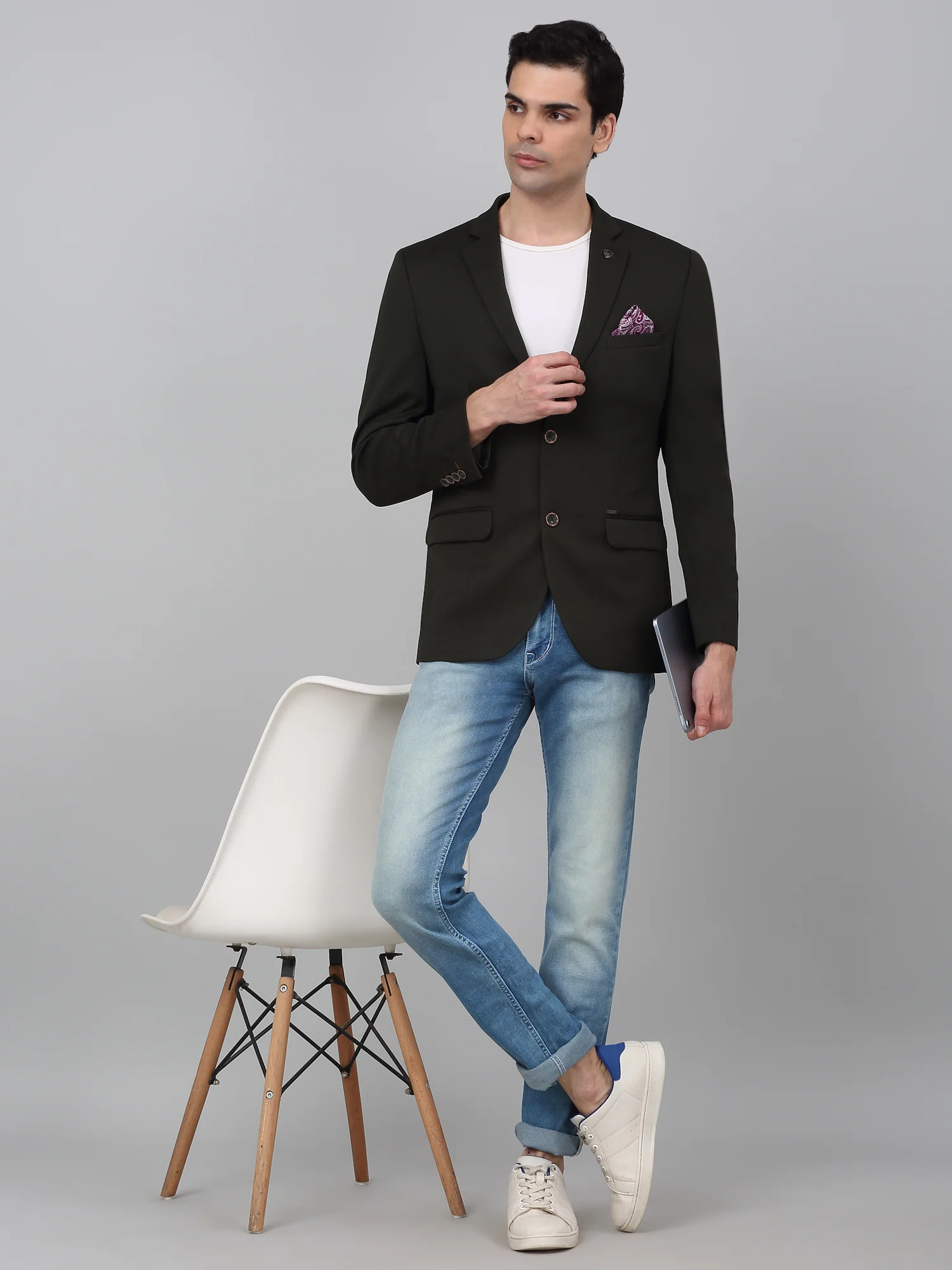 Blazer for Men | Premium Casual Blazer Slim Fit Notched Collar Polyester Fabric Solid Pattern - Image 2