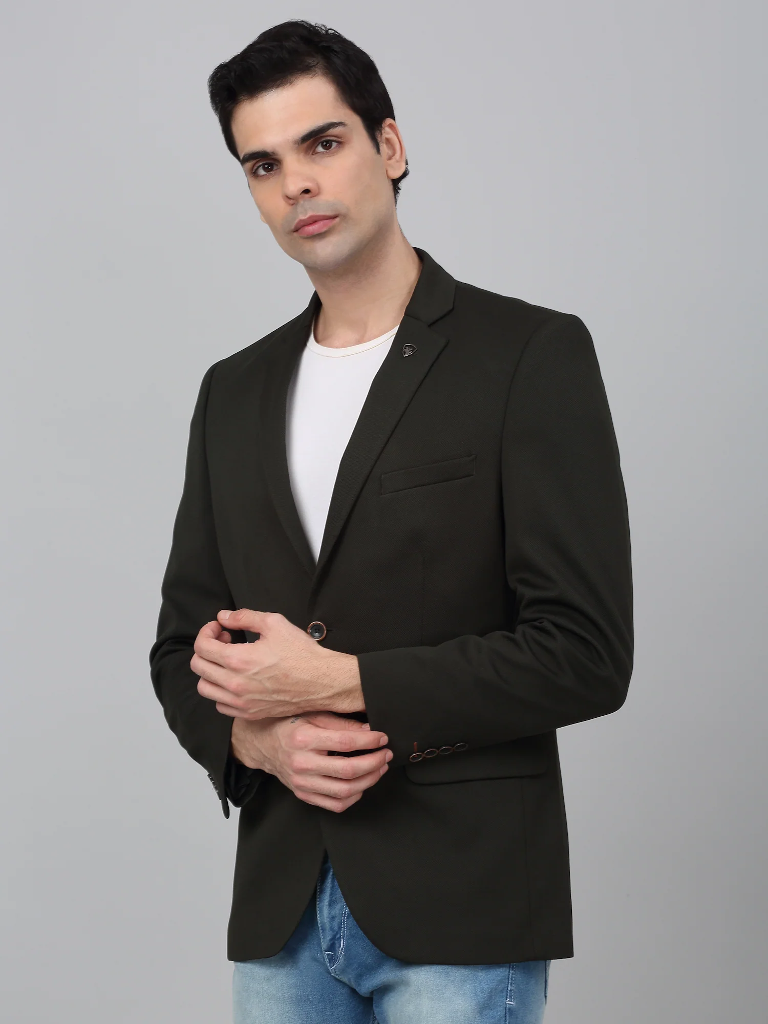 Blazer for Men | Premium Casual Blazer Slim Fit Notched Collar Polyester Fabric Solid Pattern - Image 3