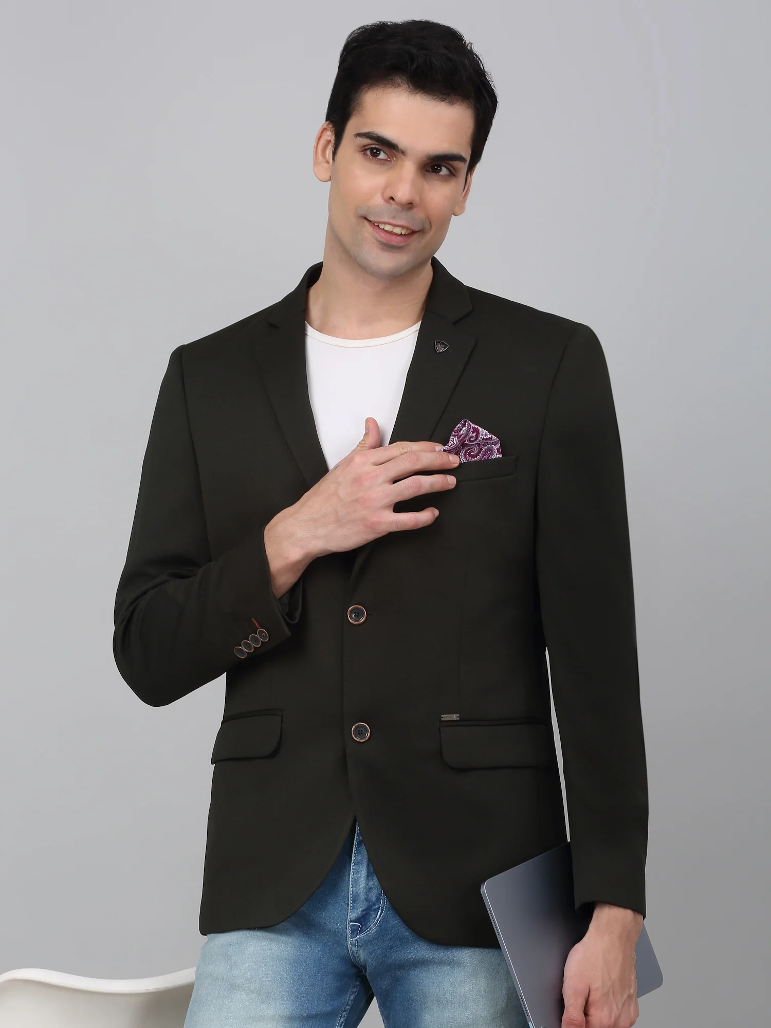 Blazer for Men | Premium Casual Blazer Slim Fit Notched Collar Polyester Fabric Solid Pattern - Image 5