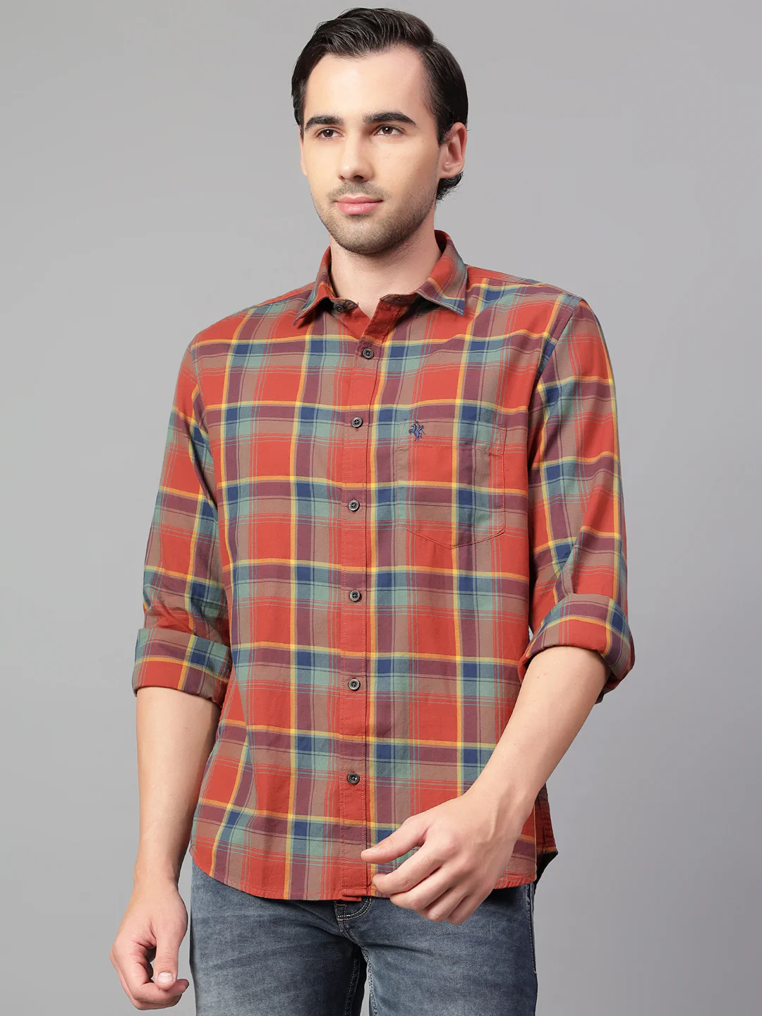 Casual Shirt for Men | Breathable & Soft with Color Fastness Regular Fit Spread Collar Neck Cotton Fabric Checkered Pattern - Image 3