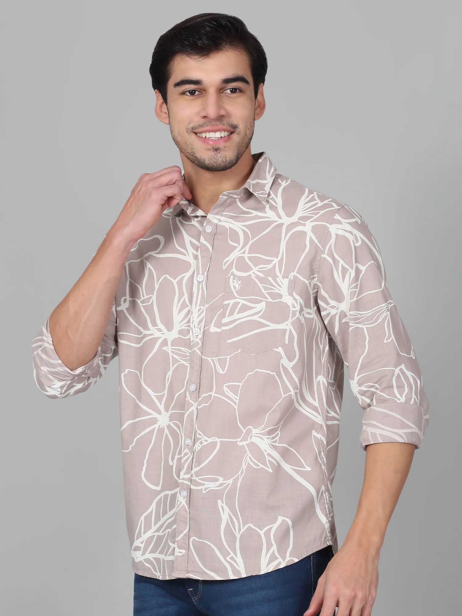 Casual Shirt for Men | Breathable & Soft with Color Fastness Regular Fit Spread Collar Neck Cotton Fabric Printed Pattern - Image 4