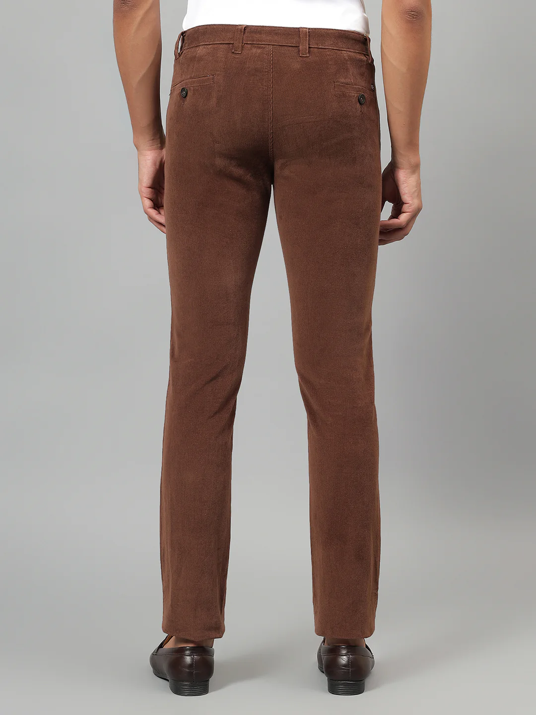 Casual Trouser for Men | Breathable & Soft with Color Fastness Regular Fit Cotton Blend Fabric Self Design Pattern Button Closure - Image 3