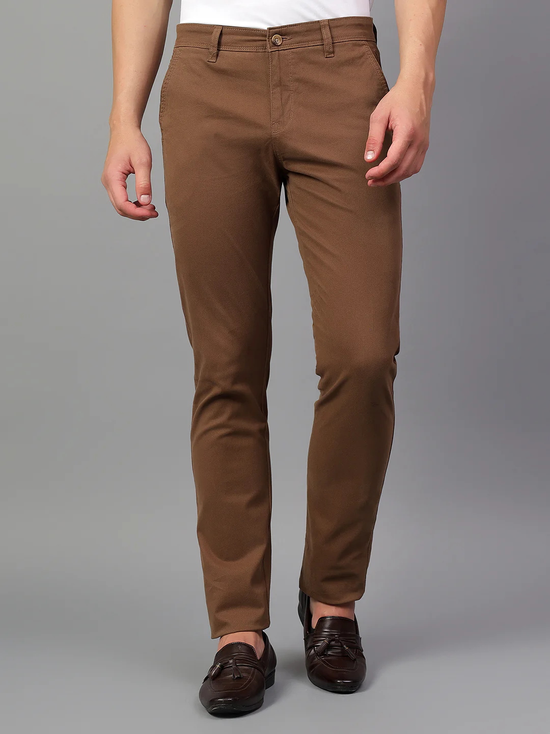 Casual Trouser for Men | Breathable & Soft with Color Fastness Regular Fit Cotton Blend Fabric Solid Pattern Button Closure - Image 3
