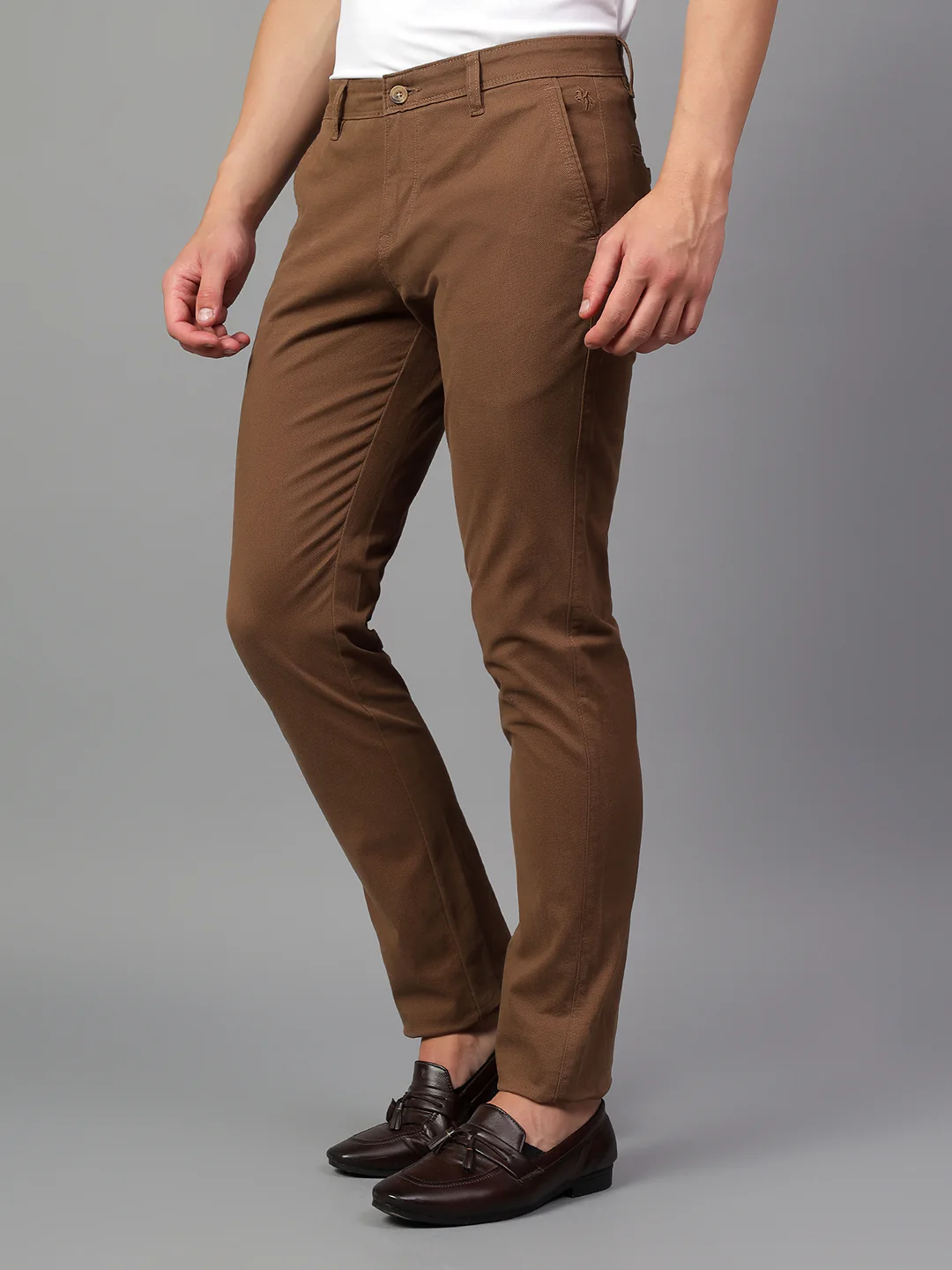 Casual Trouser for Men | Breathable & Soft with Color Fastness Regular Fit Cotton Blend Fabric Solid Pattern Button Closure - Image 4