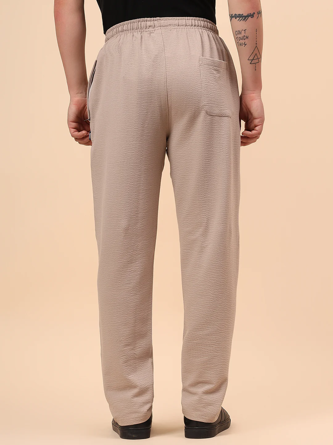 Men's Brown Self Design Regular Fit Casual Track Pant - Image 7