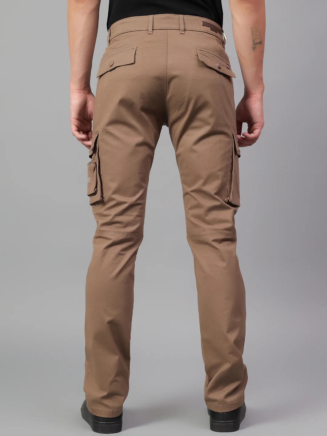 Men's Brown Solid Full Length Cargo - Image 2
