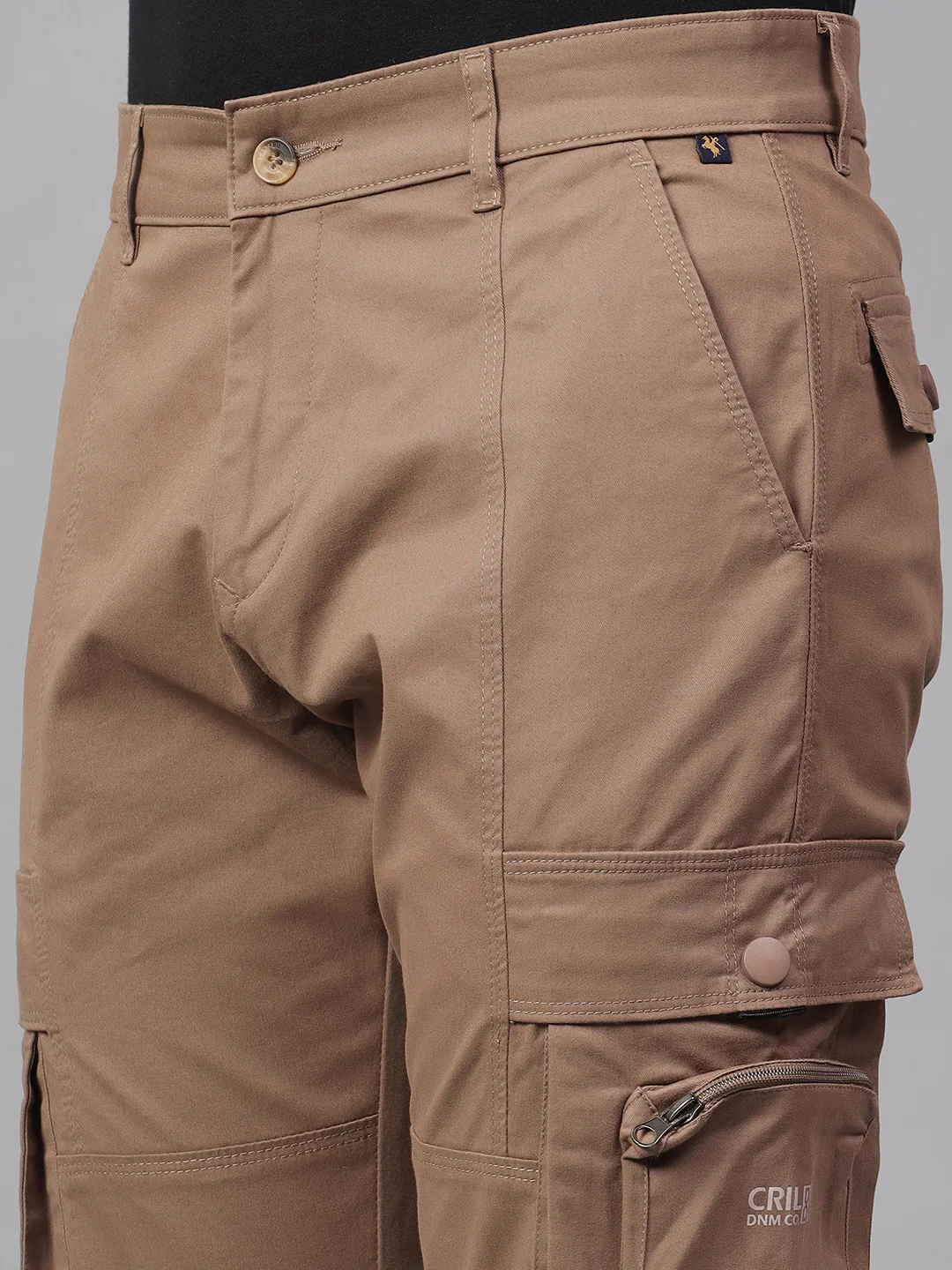 Men's Brown Solid Full Length Cargo - Image 6