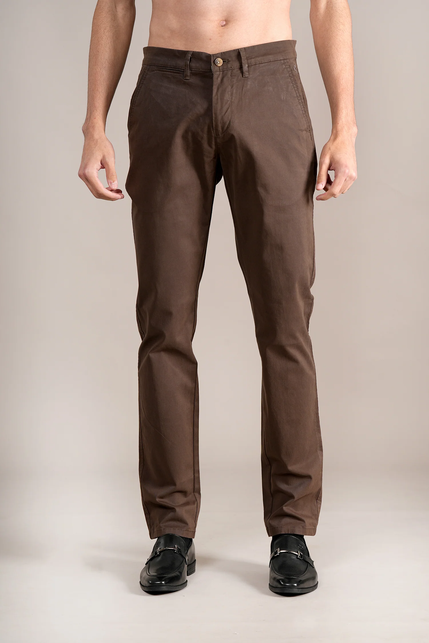 Casual Trouser for Men | Breathable & Soft with Color Fastness Regular Fit Cotton Blend Fabric Solid Pattern Button Closure - Image 3