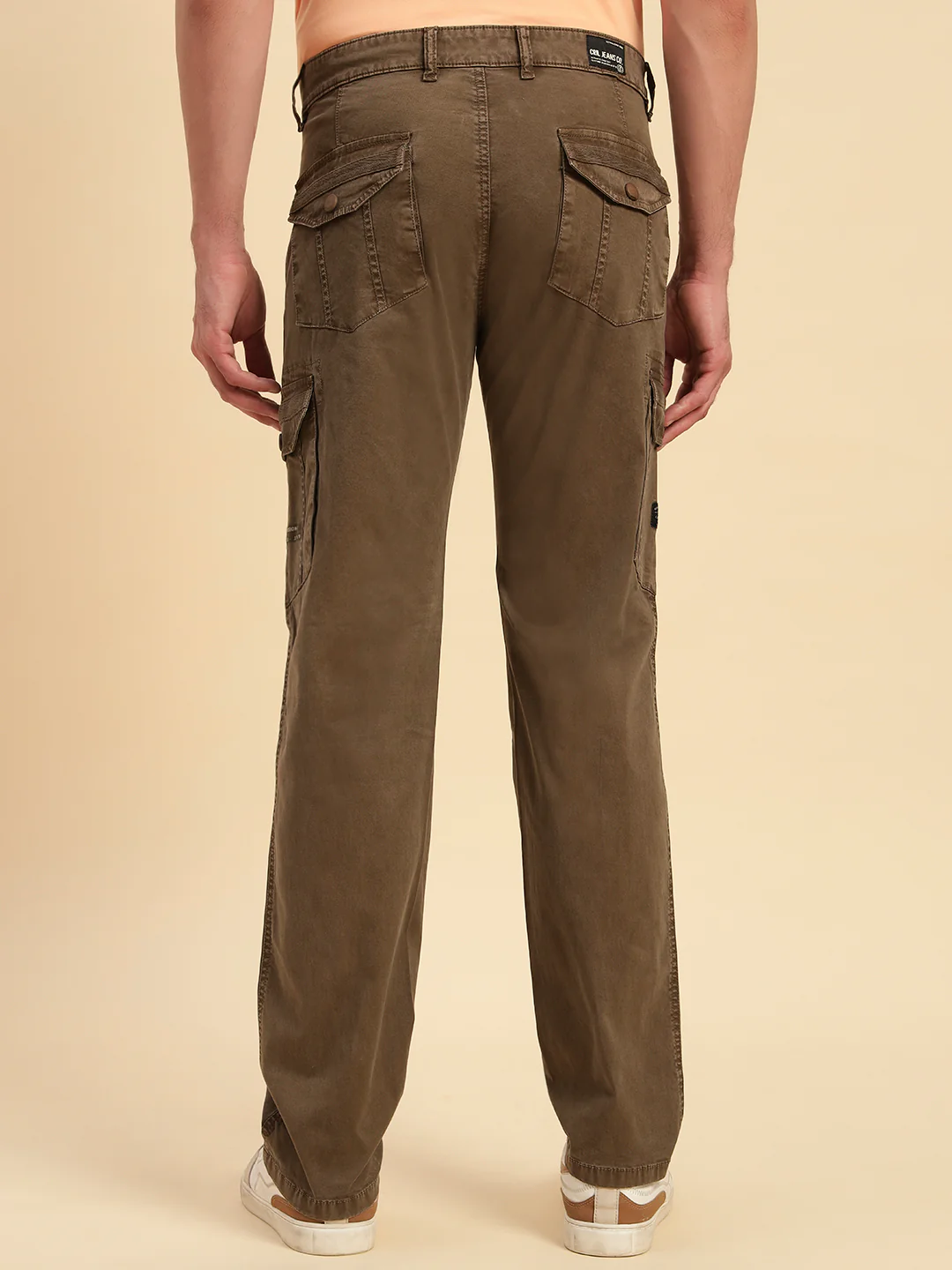 Men's Brown Solid Regular Fit Casual Cargo - Image 8