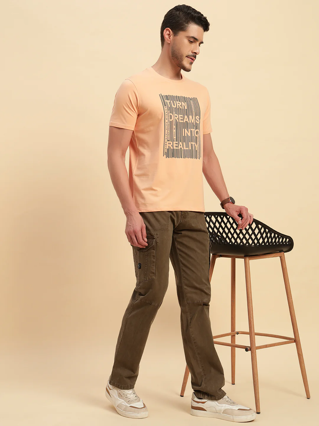 Men's Brown Solid Regular Fit Casual Cargo - Image 9