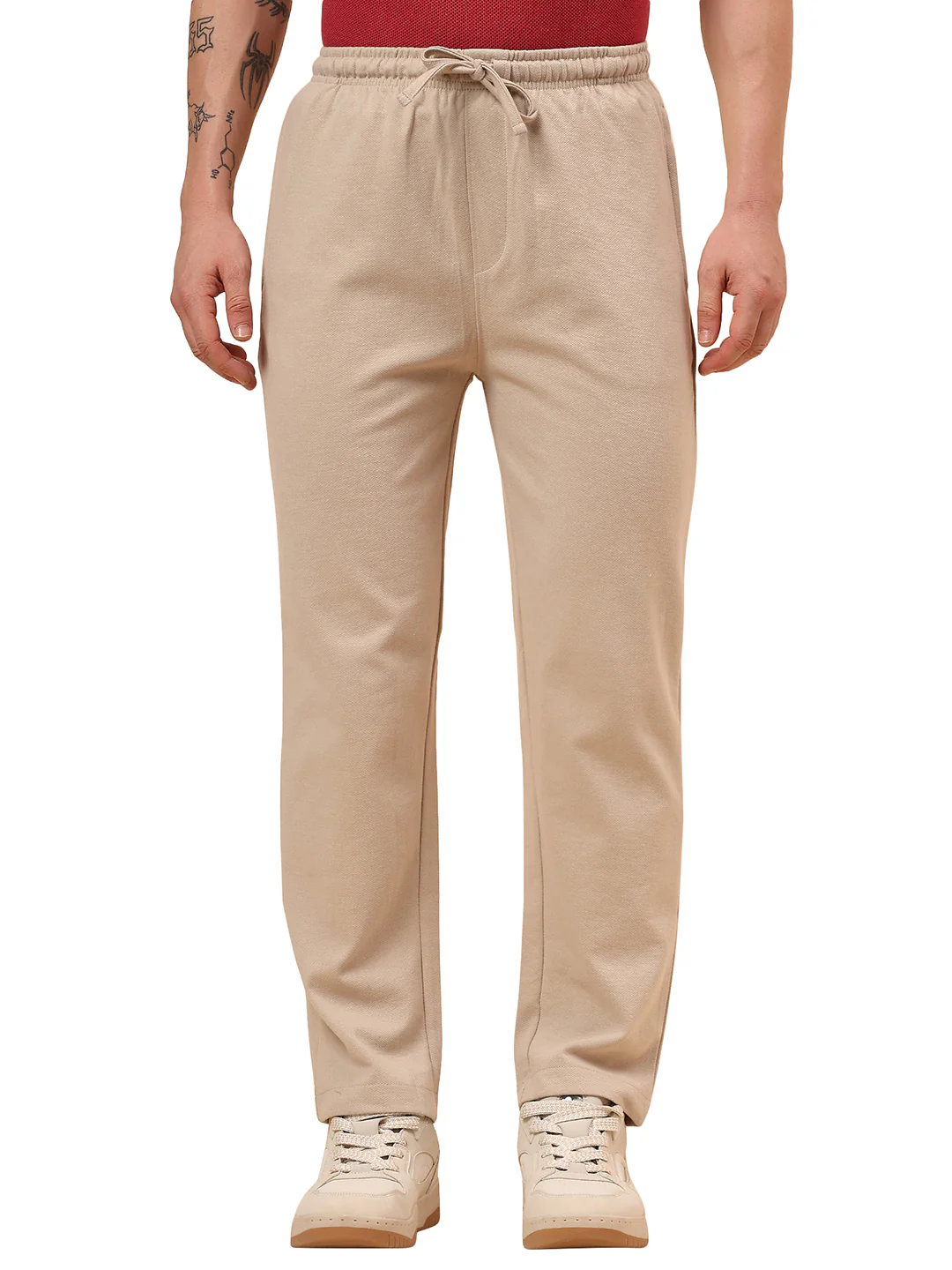 Men's Brown Solid Regular Fit Casual Track Pant - Image 9