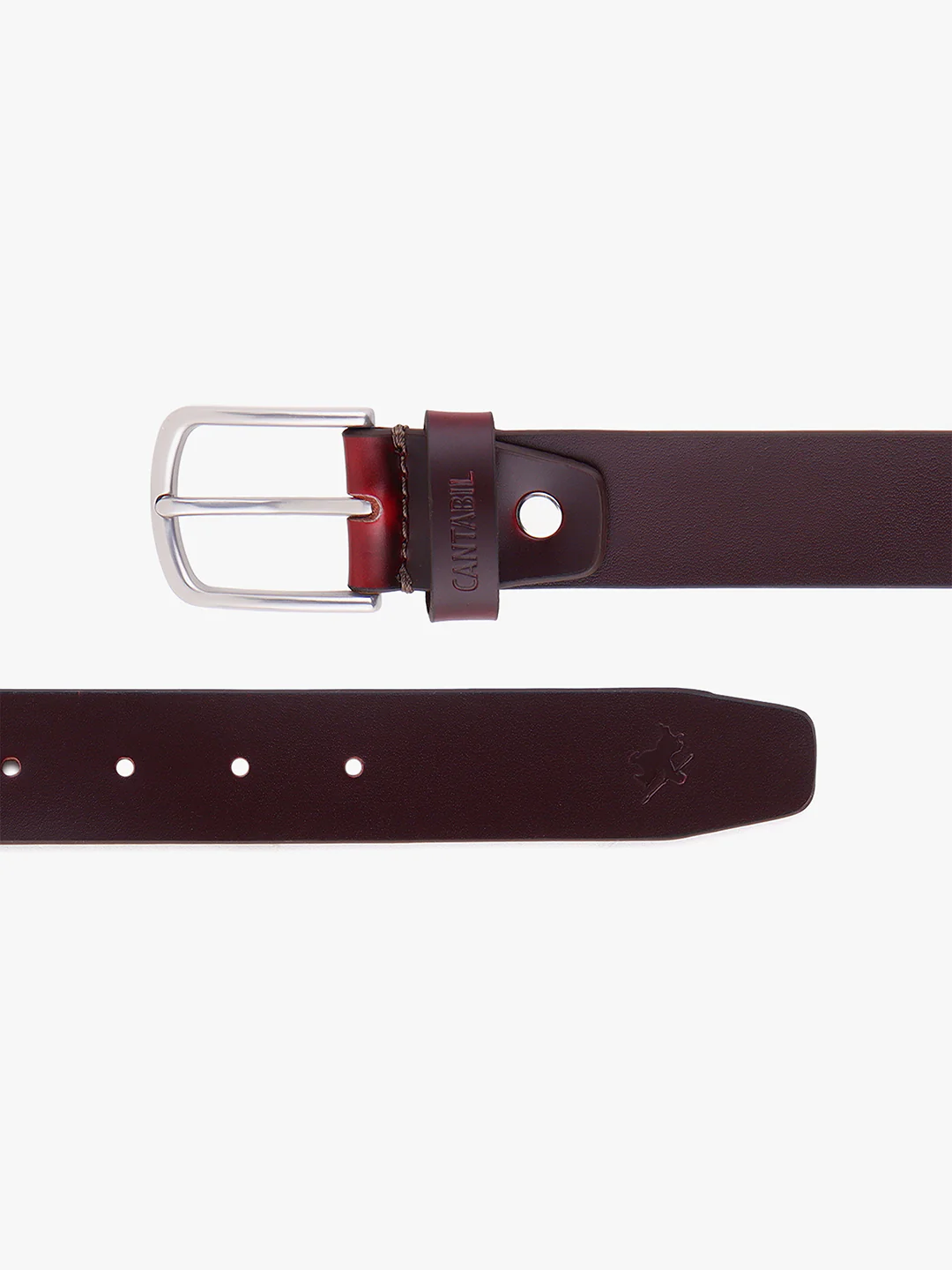 Men's Burgundy Solid Formal Belt - Image 6