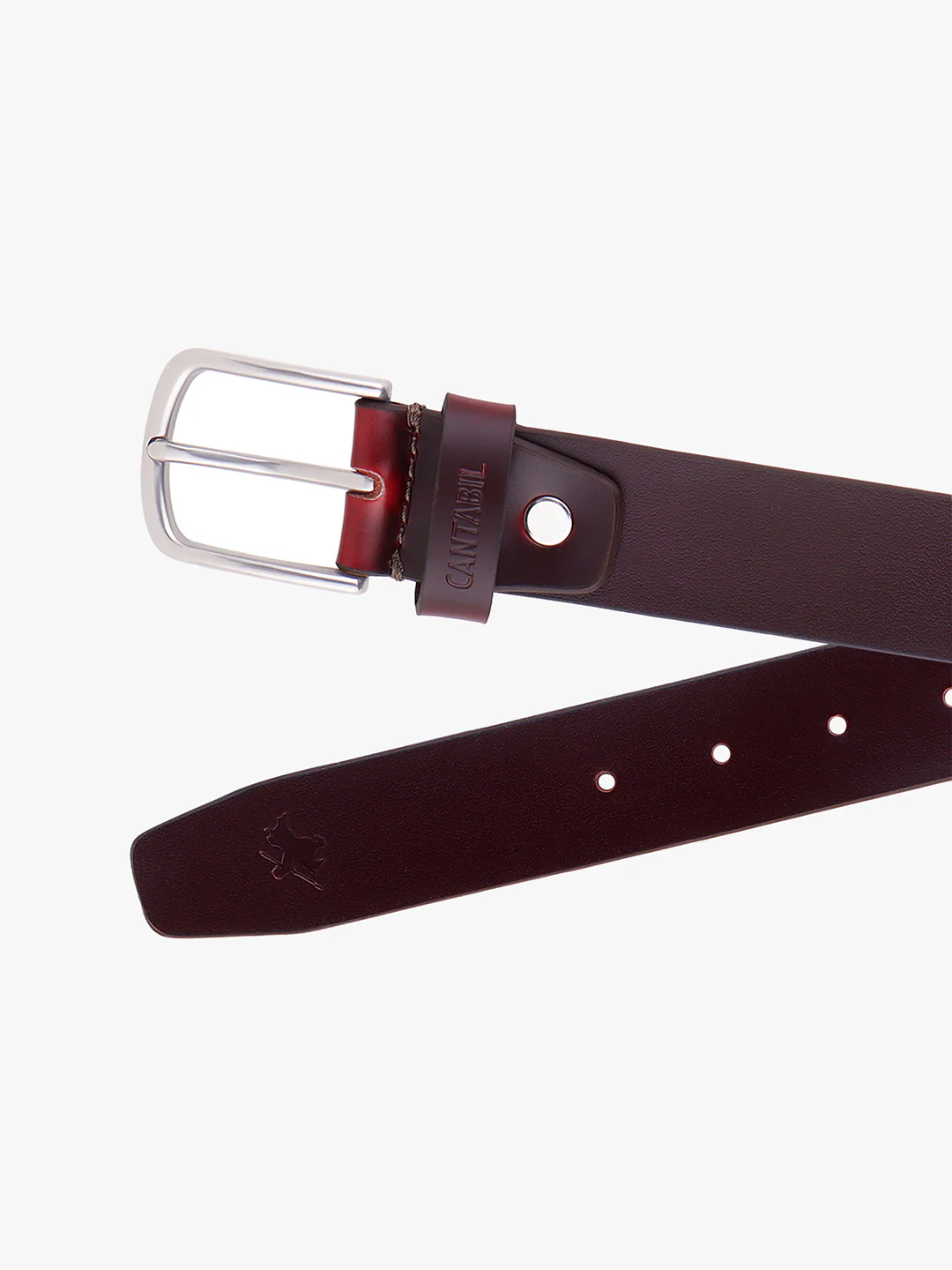 Men's Burgundy Solid Formal Belt - Image 7