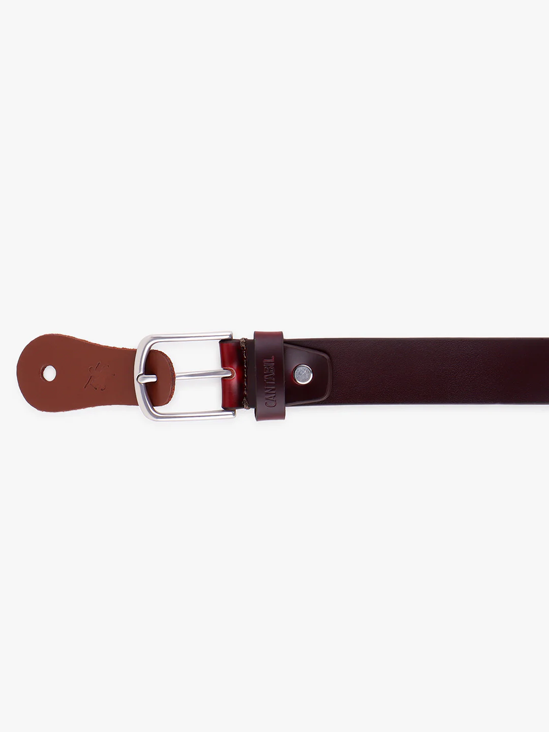 Men's Burgundy Solid Formal Belt - Image 8