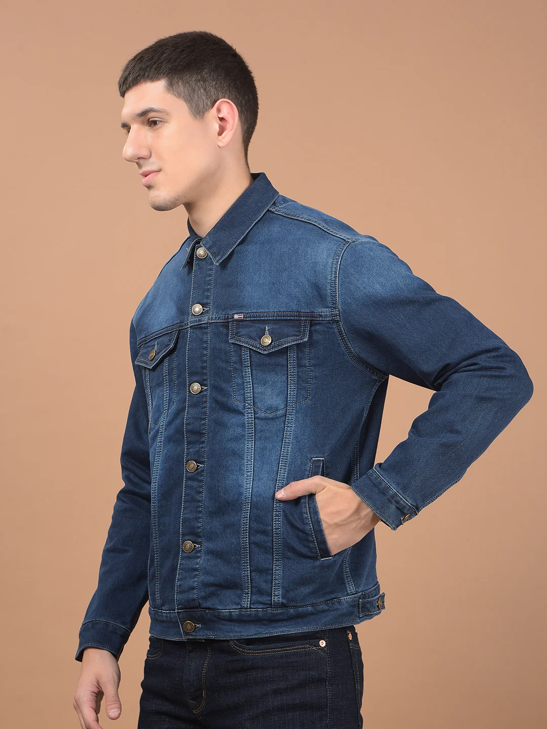 Men's Carbon Spread Collar Denim Jacket - Image 3