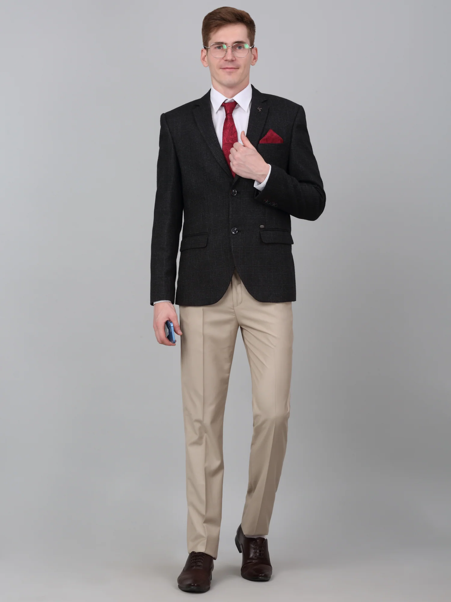 Blazer for Men | Premium Formal Blazer Slim Fit Notched Collar Wool Blend Fabric Checkered Pattern - Image 2