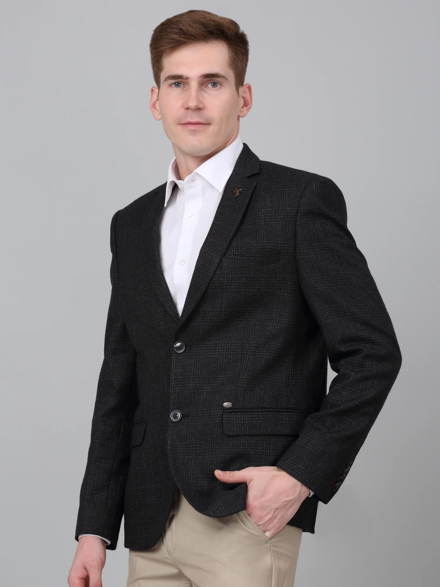 Blazer for Men | Premium Formal Blazer Slim Fit Notched Collar Wool Blend Fabric Checkered Pattern - Image 3