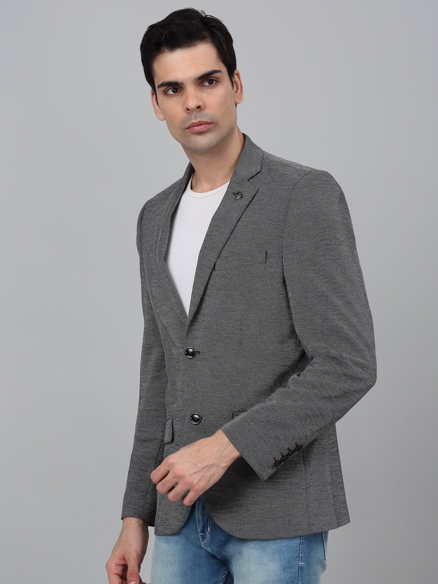 Blazer for Men | Premium Casual Blazer Slim Fit Notched Collar Poly Viscose Fabric Self Design Pattern - Image 3
