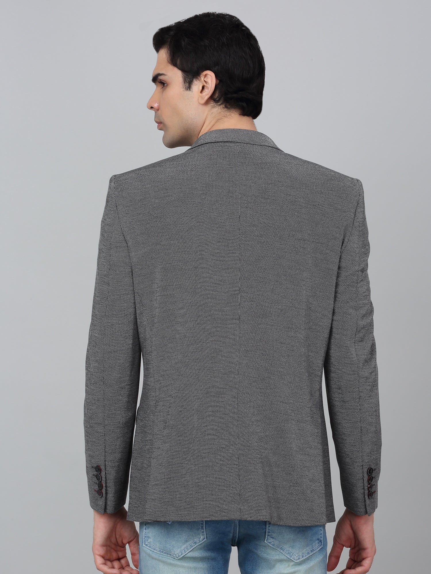 Blazer for Men | Premium Casual Blazer Slim Fit Notched Collar Poly Viscose Fabric Self Design Pattern - Image 5