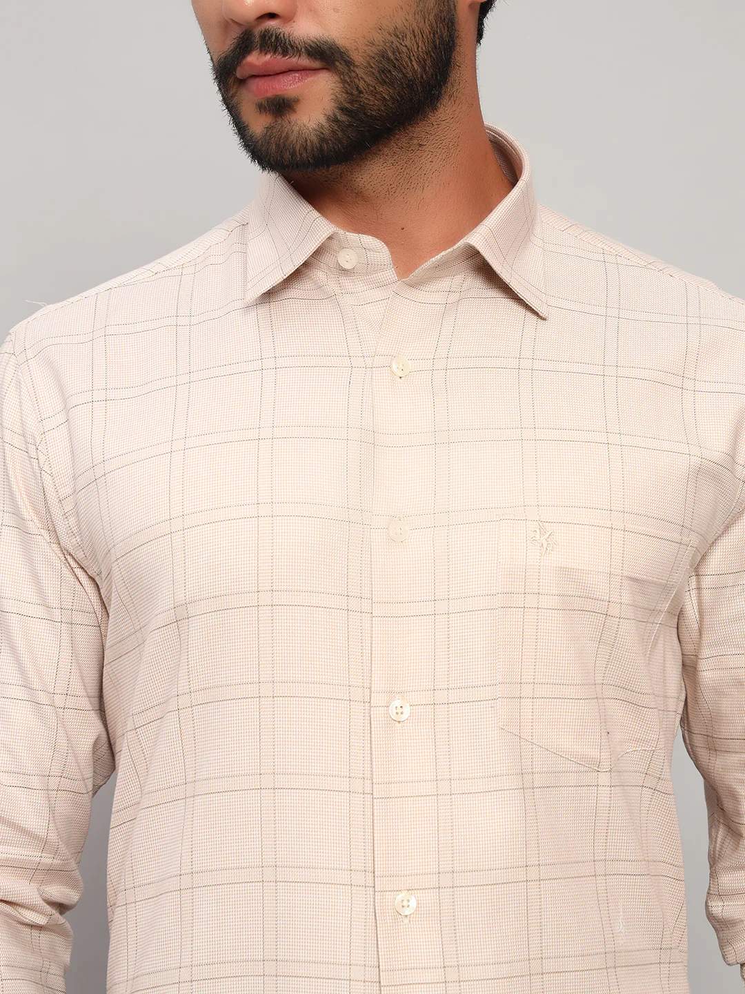 Formal Shirt for Men l Breathable & Soft with Color Fastness Regular Fit Spread Collar Neck Cotton Fabric Checkered Pattern - Image 6