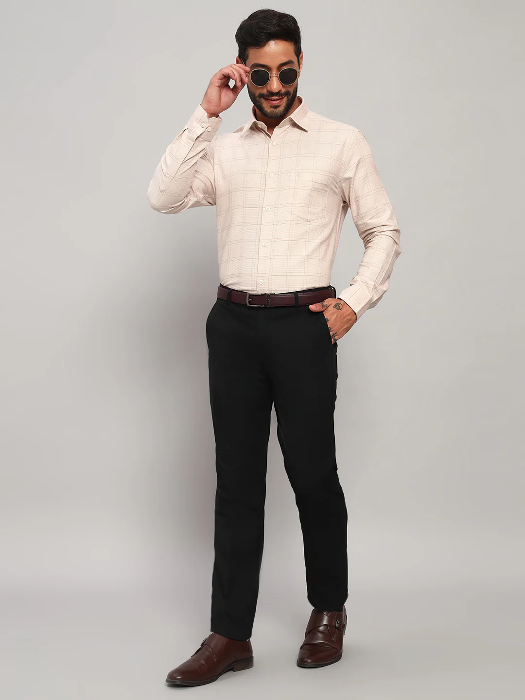 Formal Shirt for Men l Breathable & Soft with Color Fastness Regular Fit Spread Collar Neck Cotton Fabric Checkered Pattern - Image 7