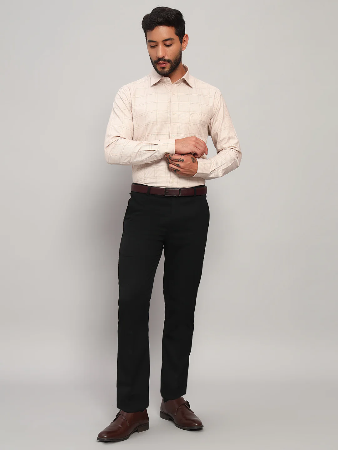 Formal Shirt for Men l Breathable & Soft with Color Fastness Regular Fit Spread Collar Neck Cotton Fabric Checkered Pattern - Image 8