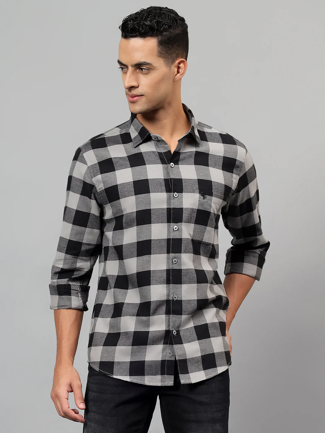 Casual Shirt for Men | Breathable & Soft with Color Fastness Regular Fit Spread Collar Neck Cotton Fabric Checkered Pattern - Image 2