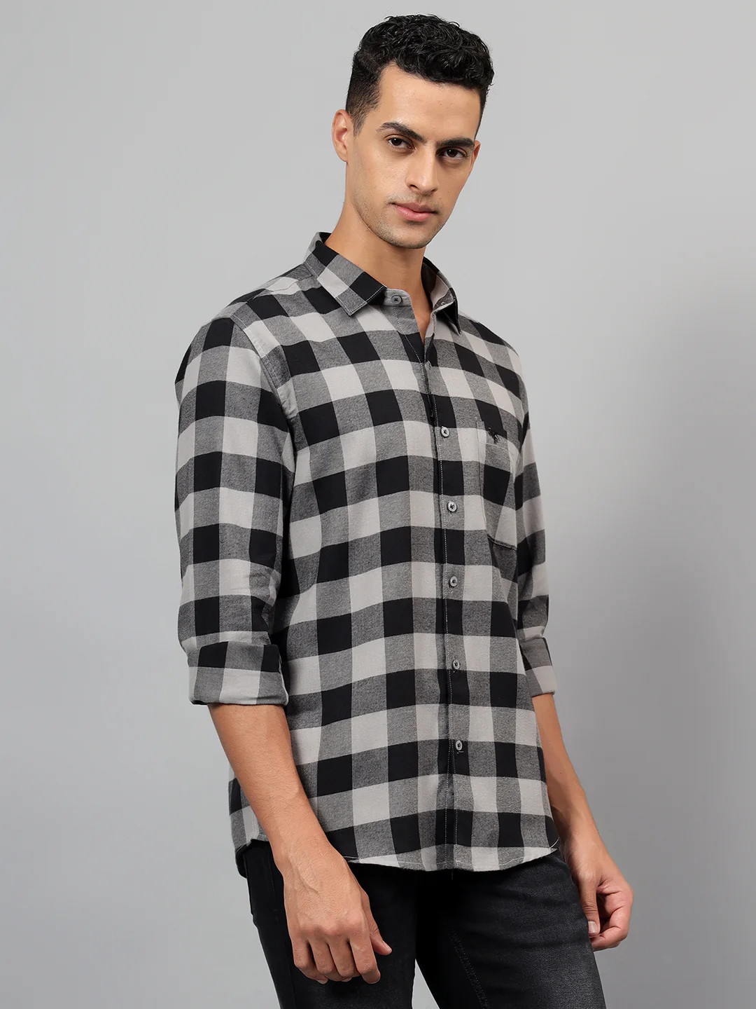 Casual Shirt for Men | Breathable & Soft with Color Fastness Regular Fit Spread Collar Neck Cotton Fabric Checkered Pattern - Image 4