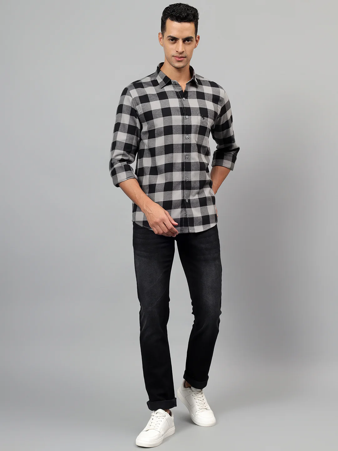Casual Shirt for Men | Breathable & Soft with Color Fastness Regular Fit Spread Collar Neck Cotton Fabric Checkered Pattern - Image 7