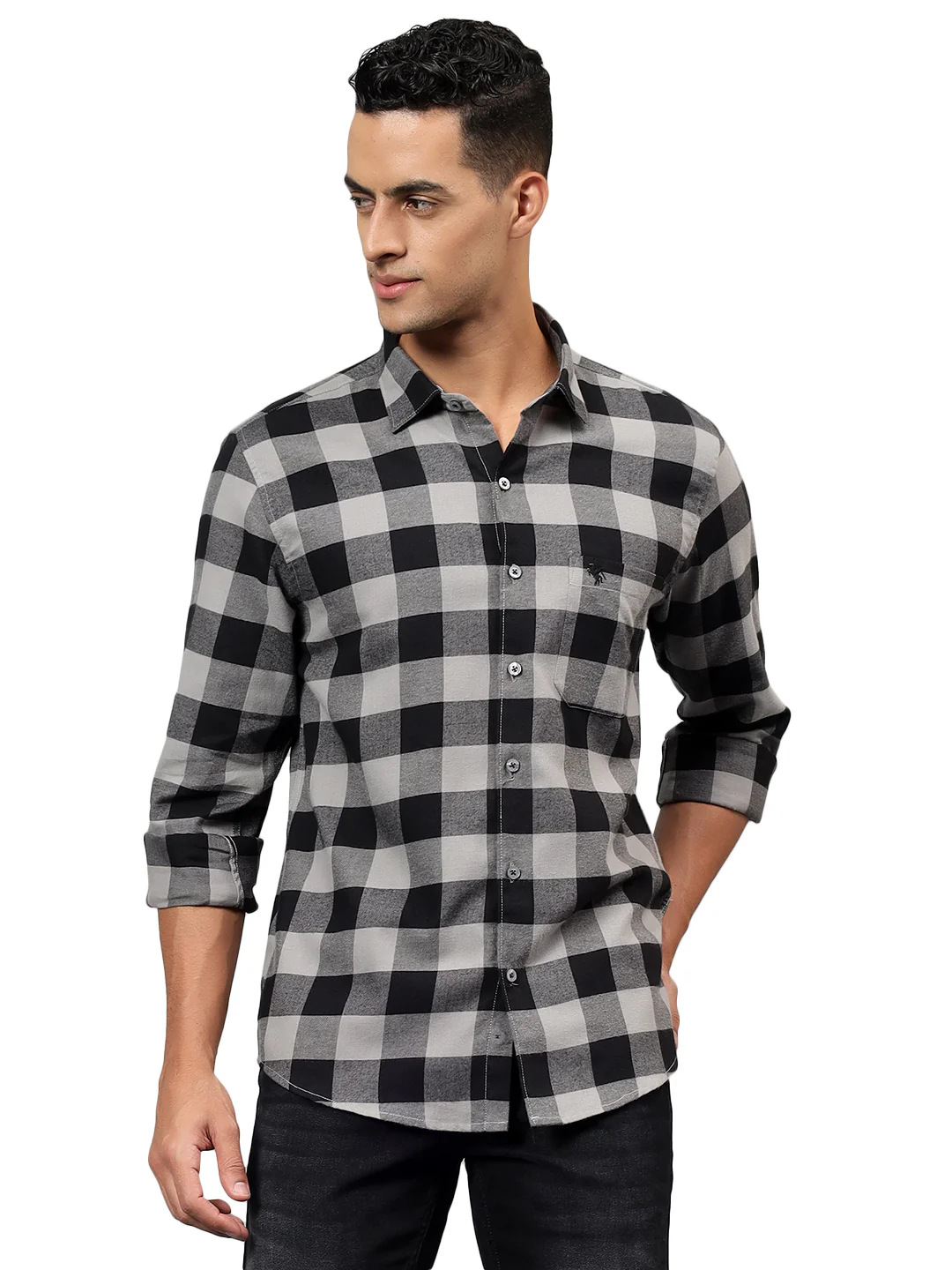 Casual Shirt for Men | Breathable & Soft with Color Fastness Regular Fit Spread Collar Neck Cotton Fabric Checkered Pattern - Image 8
