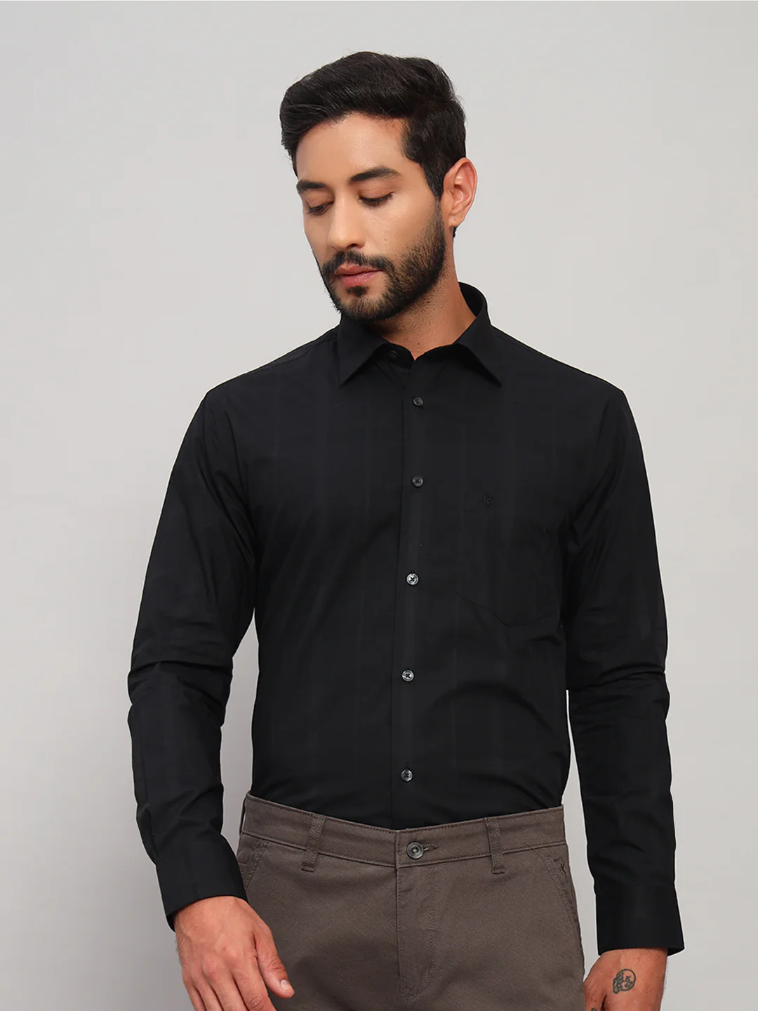 Formal Shirt for Men l Breathable & Soft with Color Fastness Regular Fit Spread Collar Neck Cotton Fabric Checkered Pattern - Image 3