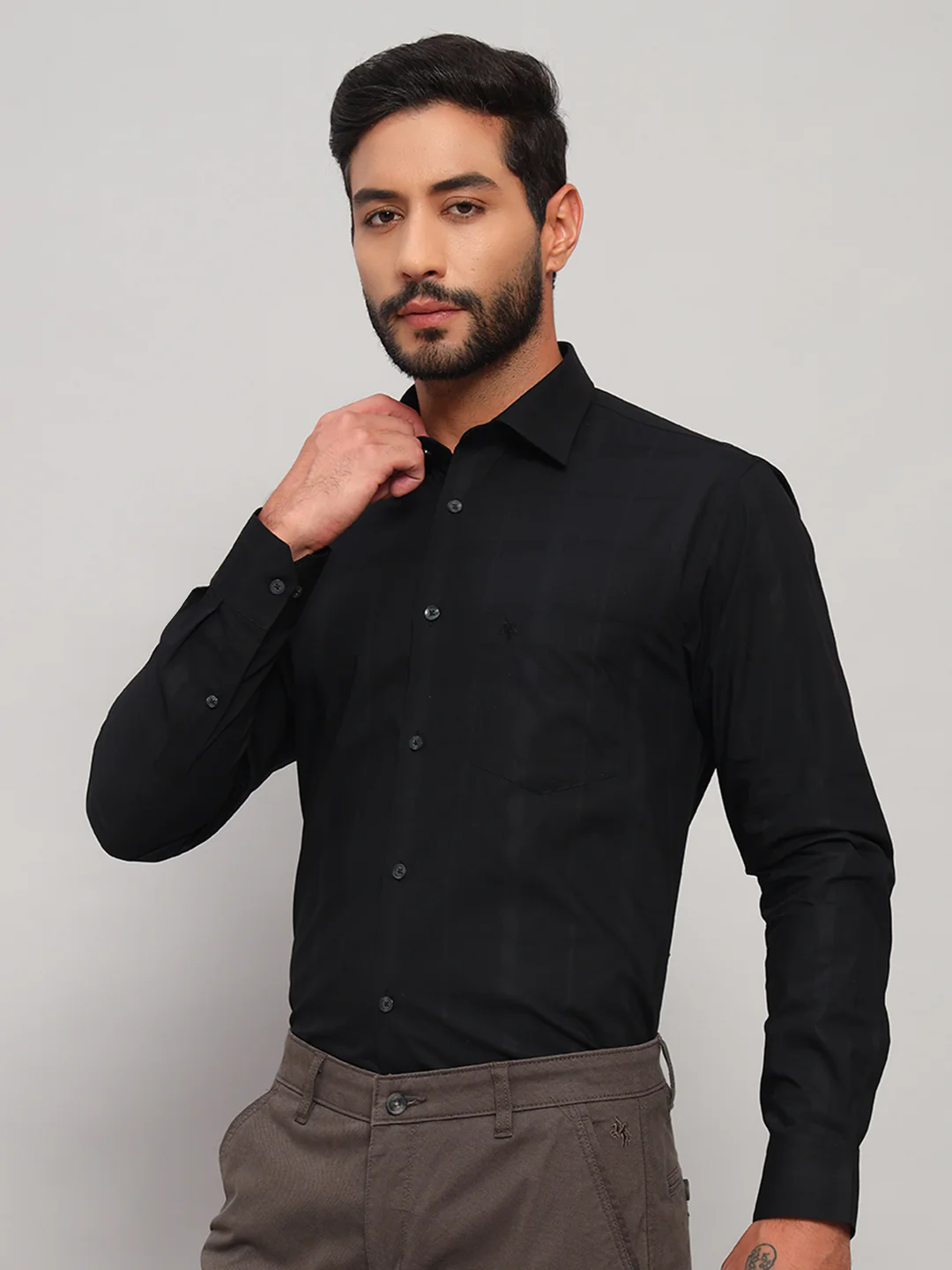 Formal Shirt for Men l Breathable & Soft with Color Fastness Regular Fit Spread Collar Neck Cotton Fabric Checkered Pattern - Image 4