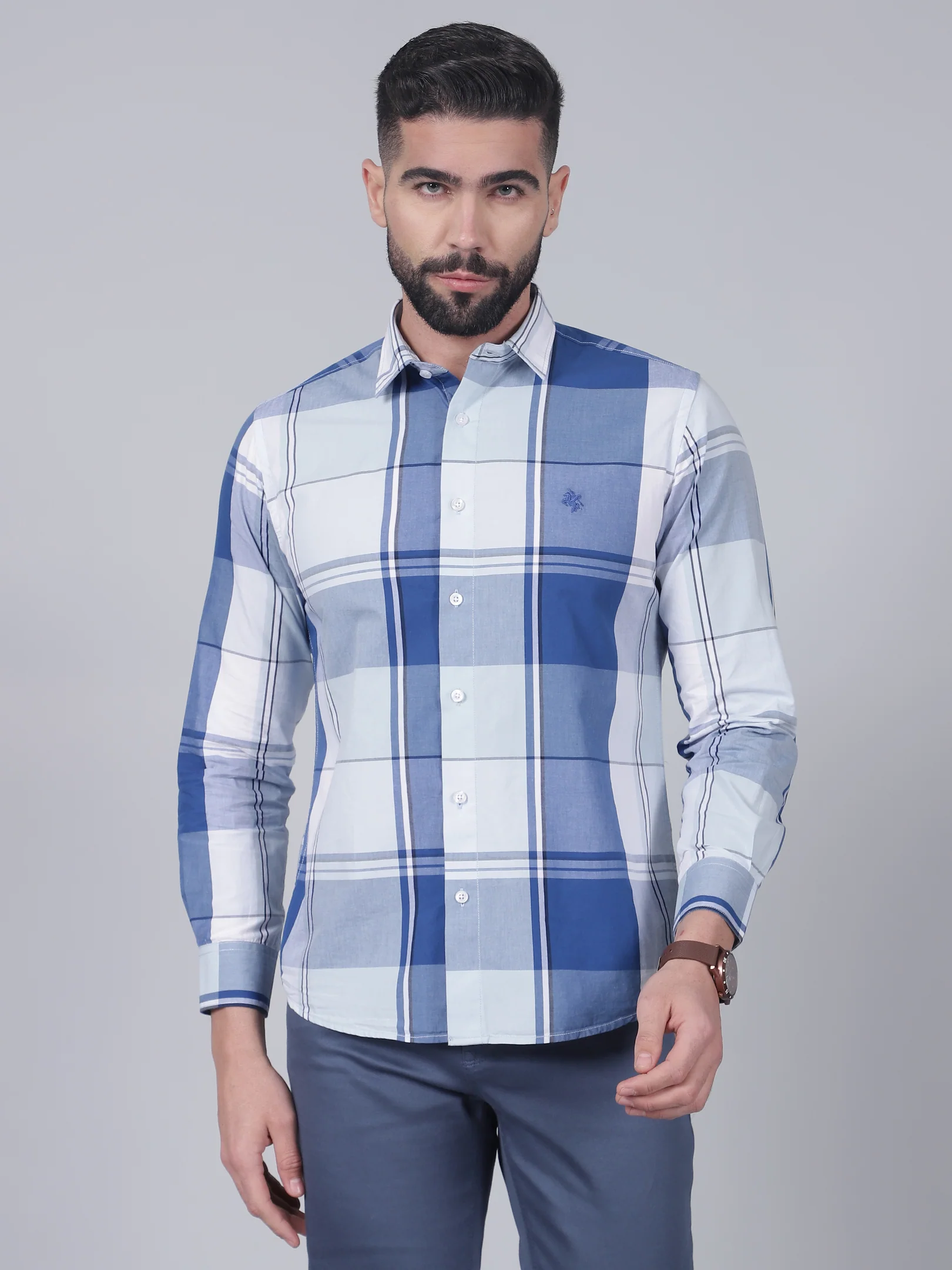 Casual Shirt for Men | Breathable & Soft with Color Fastness Regular Fit Spread Collar Neck Cotton Fabric Checkered Pattern - Image 2