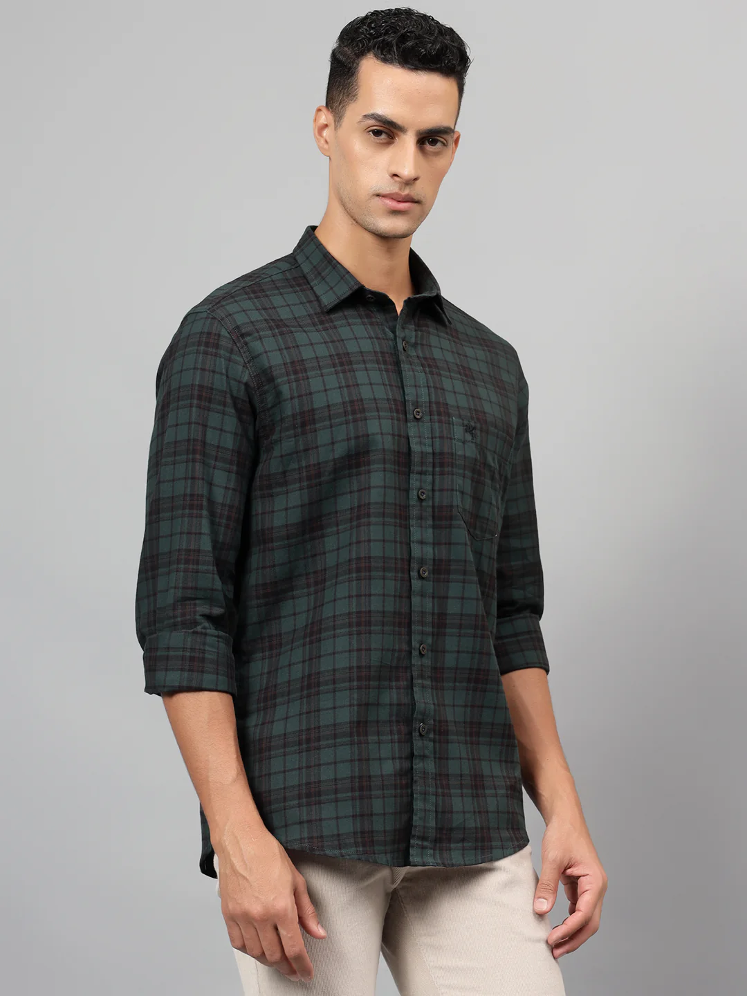 Casual Shirt for Men | Breathable & Soft with Color Fastness Regular Fit Spread Collar Neck Cotton Fabric Checkered Pattern - Image 4