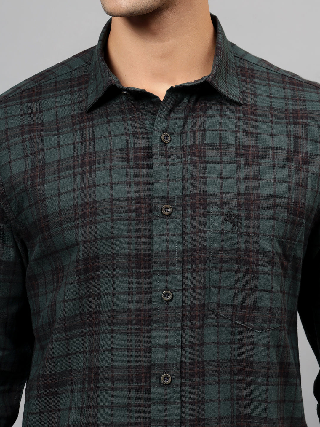 Casual Shirt for Men | Breathable & Soft with Color Fastness Regular Fit Spread Collar Neck Cotton Fabric Checkered Pattern - Image 6