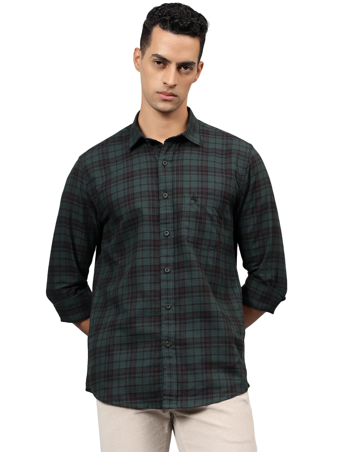 Casual Shirt for Men | Breathable & Soft with Color Fastness Regular Fit Spread Collar Neck Cotton Fabric Checkered Pattern - Image 8