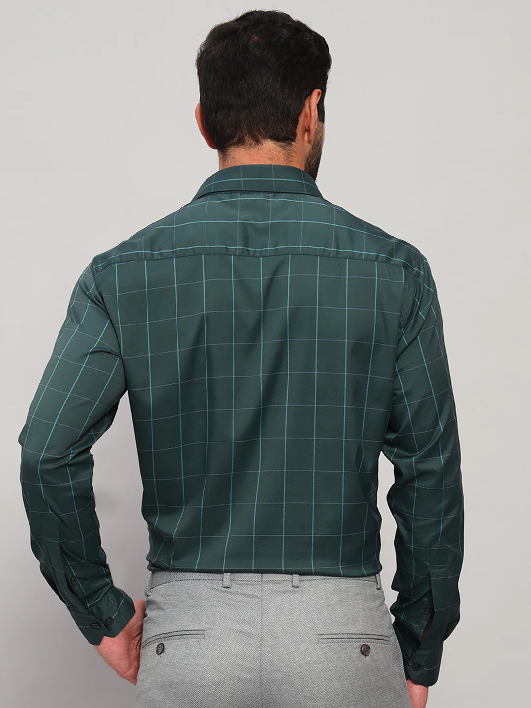 Formal Shirt for Men l Breathable & Soft with Color Fastness Regular Fit Spread Collar Neck Nylon Fabric Checkered Pattern - Image 5